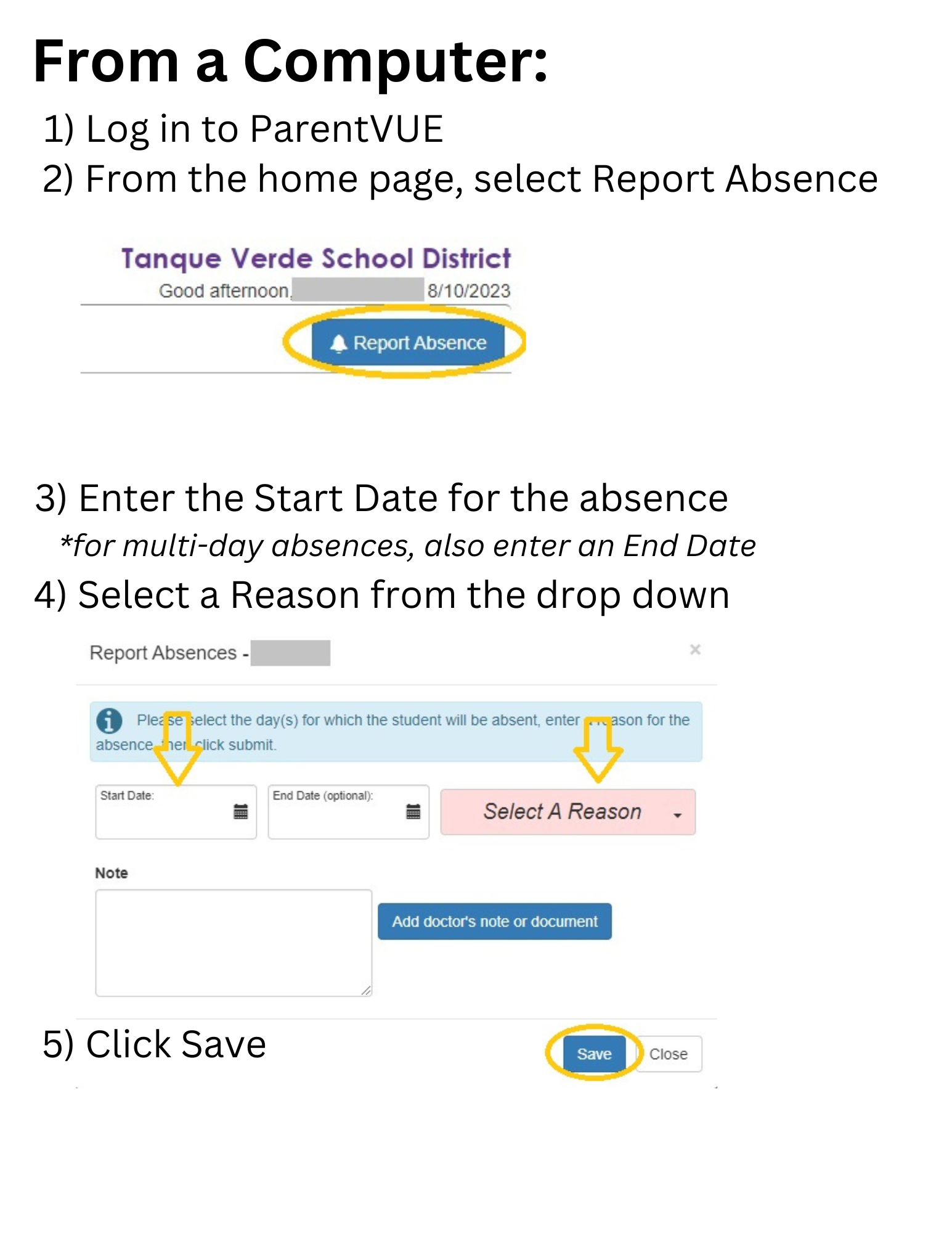 Desktop absence reporting instructions