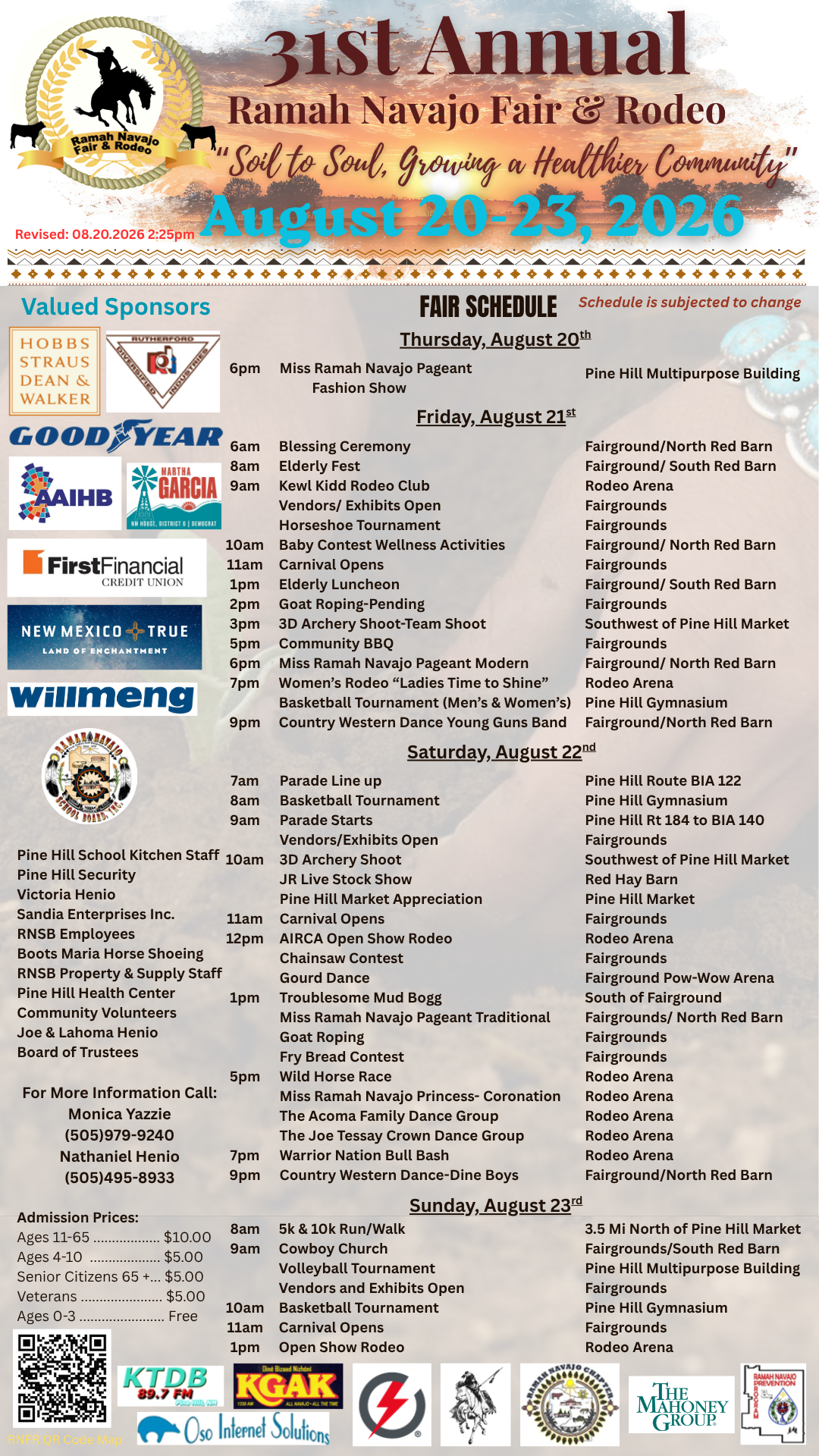 Ramah Navajo Fair and Rodeo schedule 2026