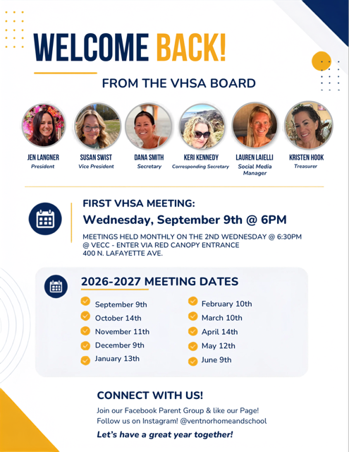 VHSA Welcome and Meeting Schedule VHSA Welcome and Meeting Schedule