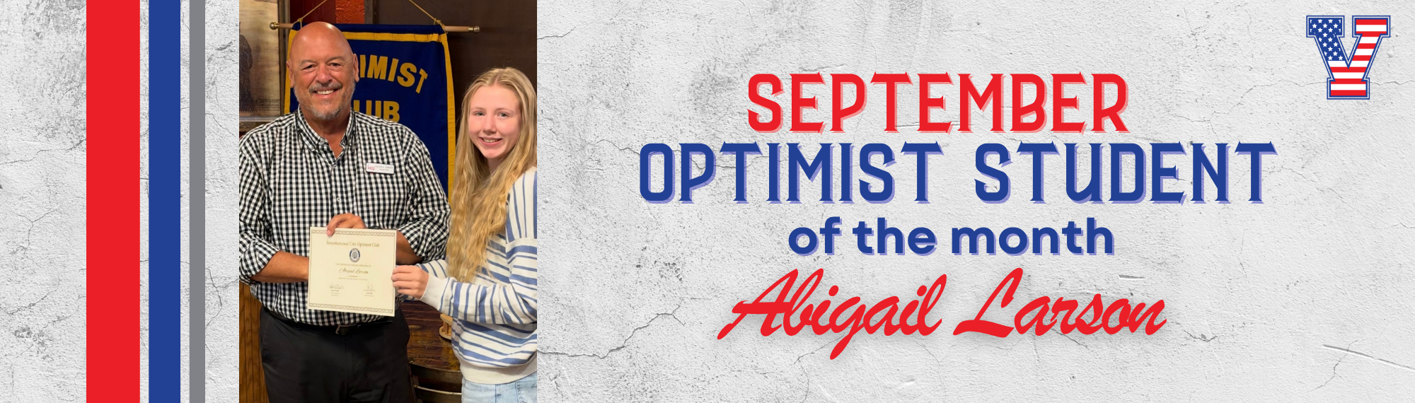September Optimist Student of the Month Abigail Larson