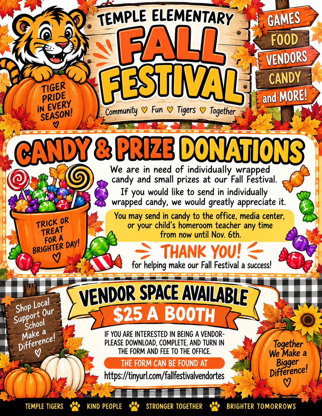 Fall Festival Candy and Vendor Information