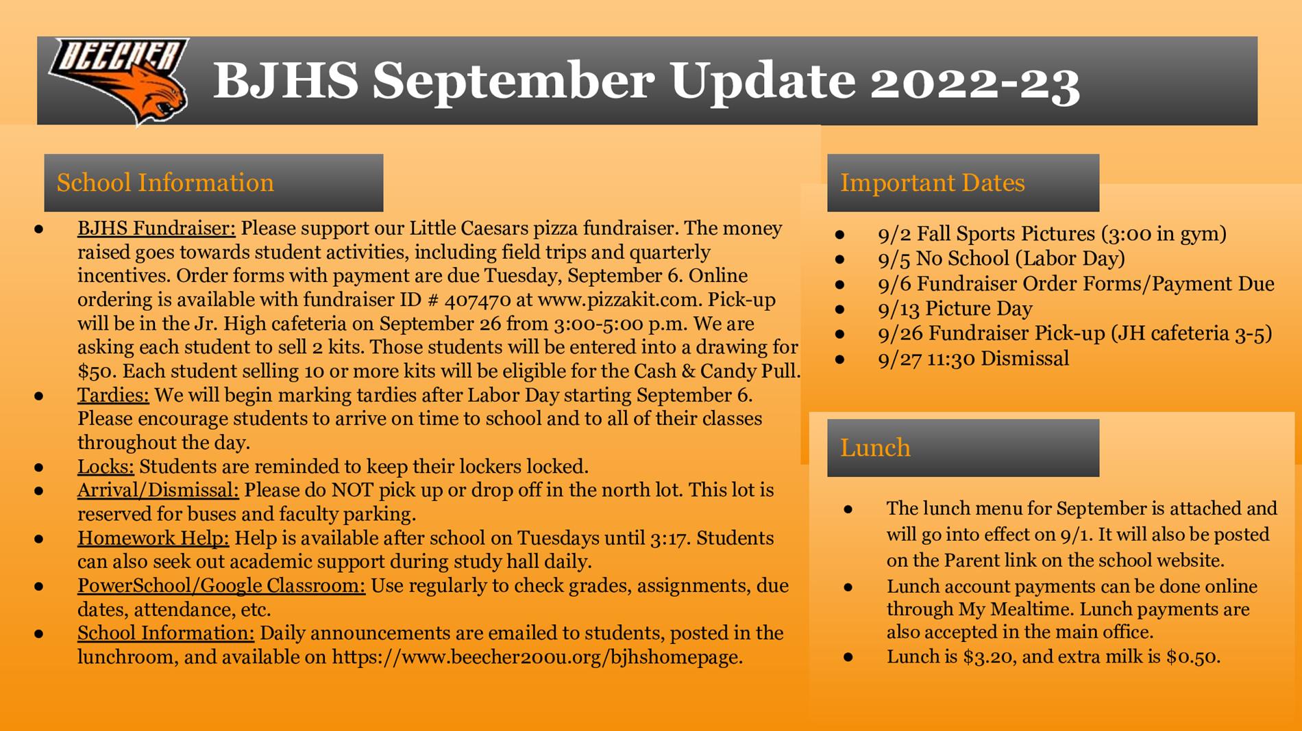 BJHS September Update