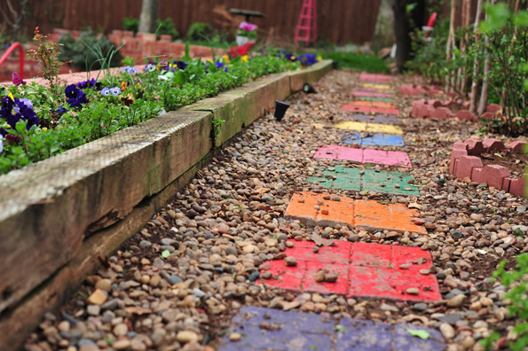Stepping Stones Colored Stone Walkway