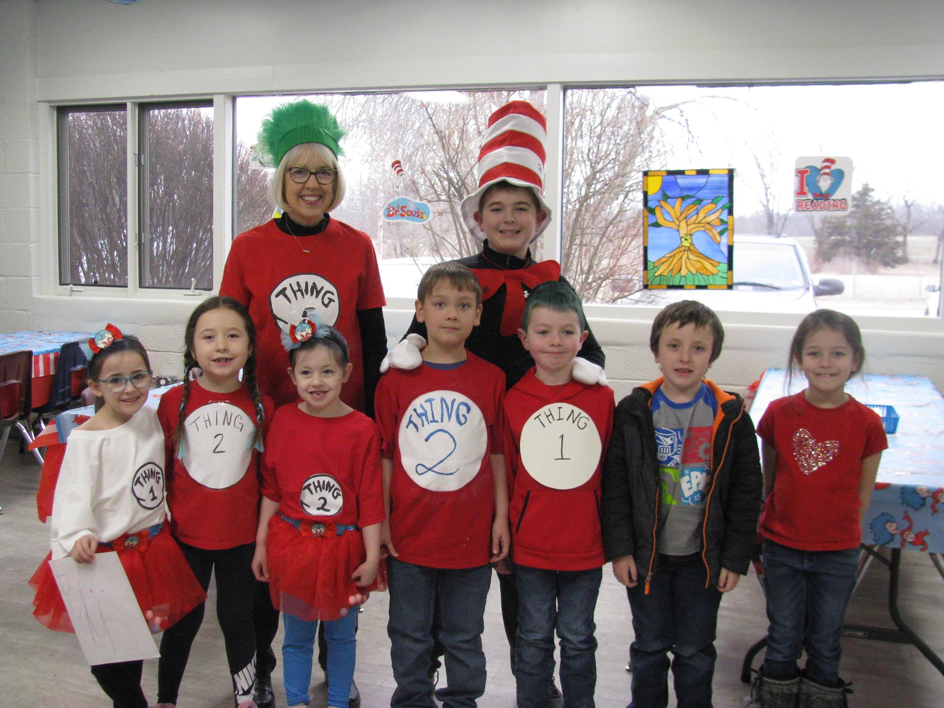 students dressed up for Dr Seuss Day