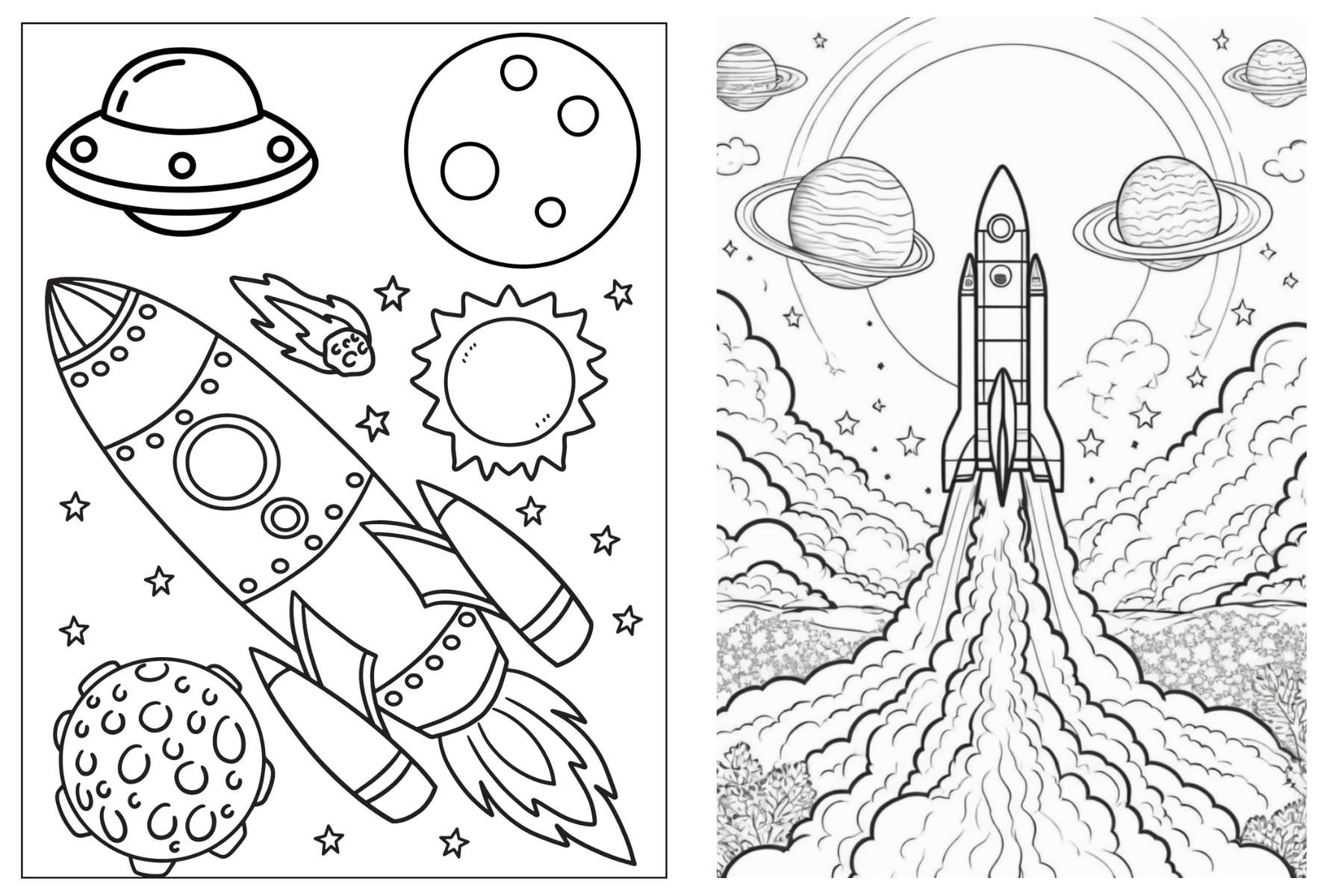 Coloring page-space ship