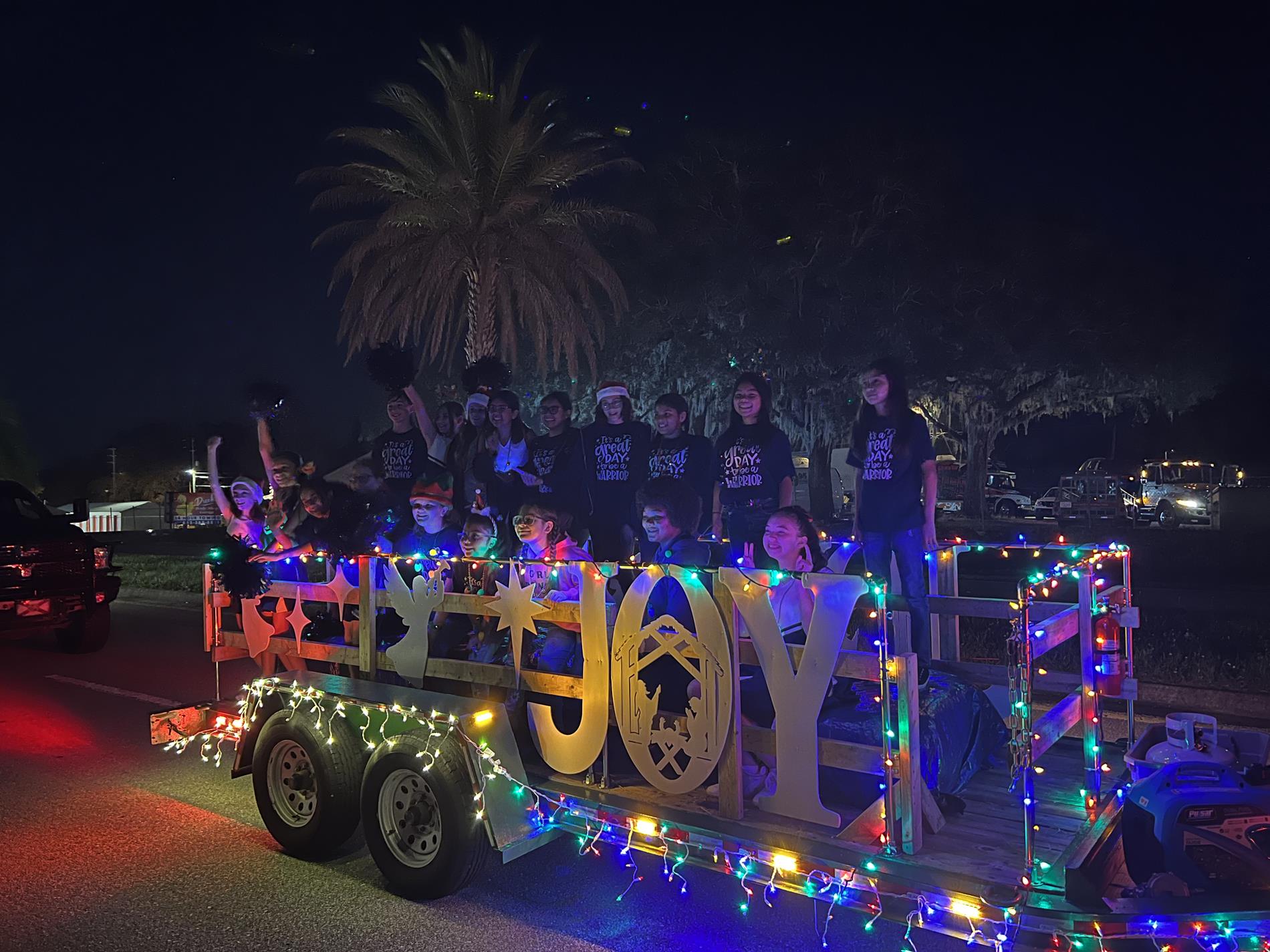 Students on Christmas Float