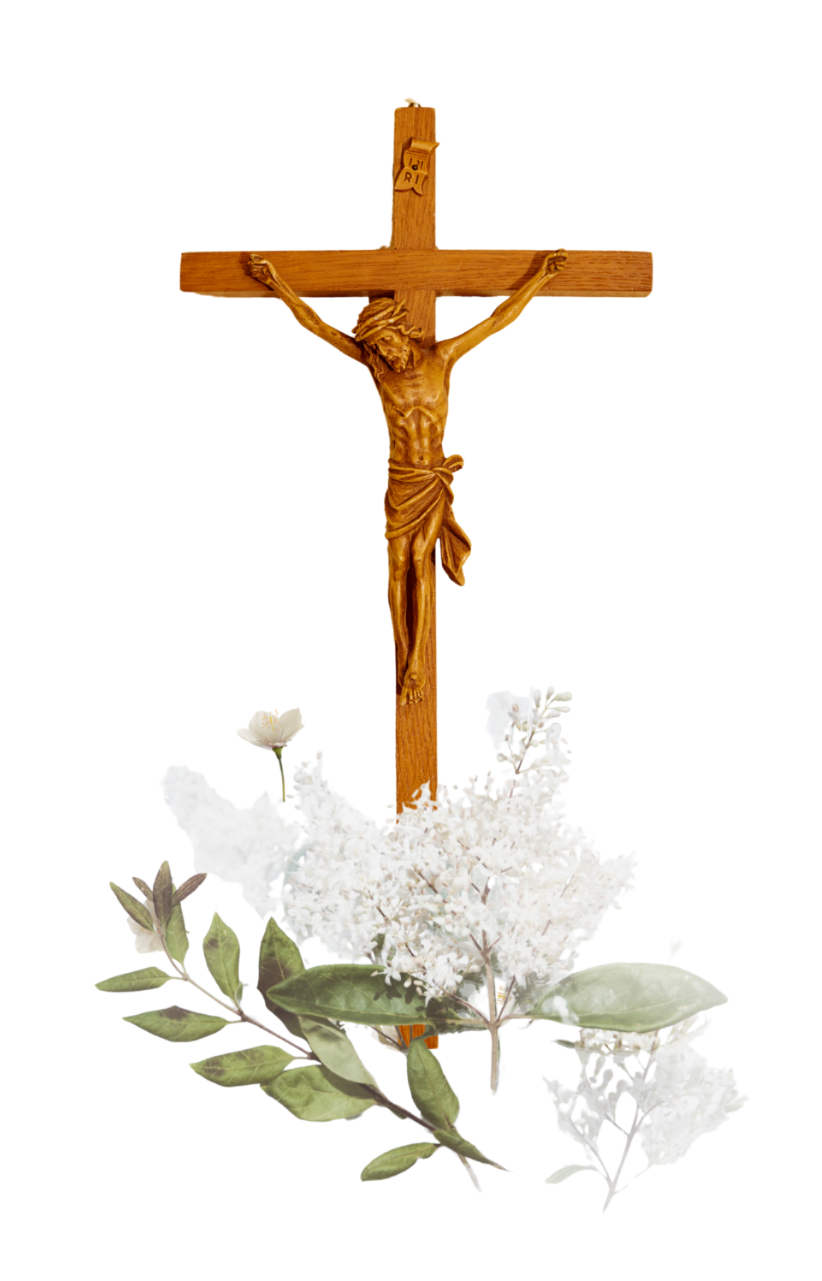 crucifix with flowers