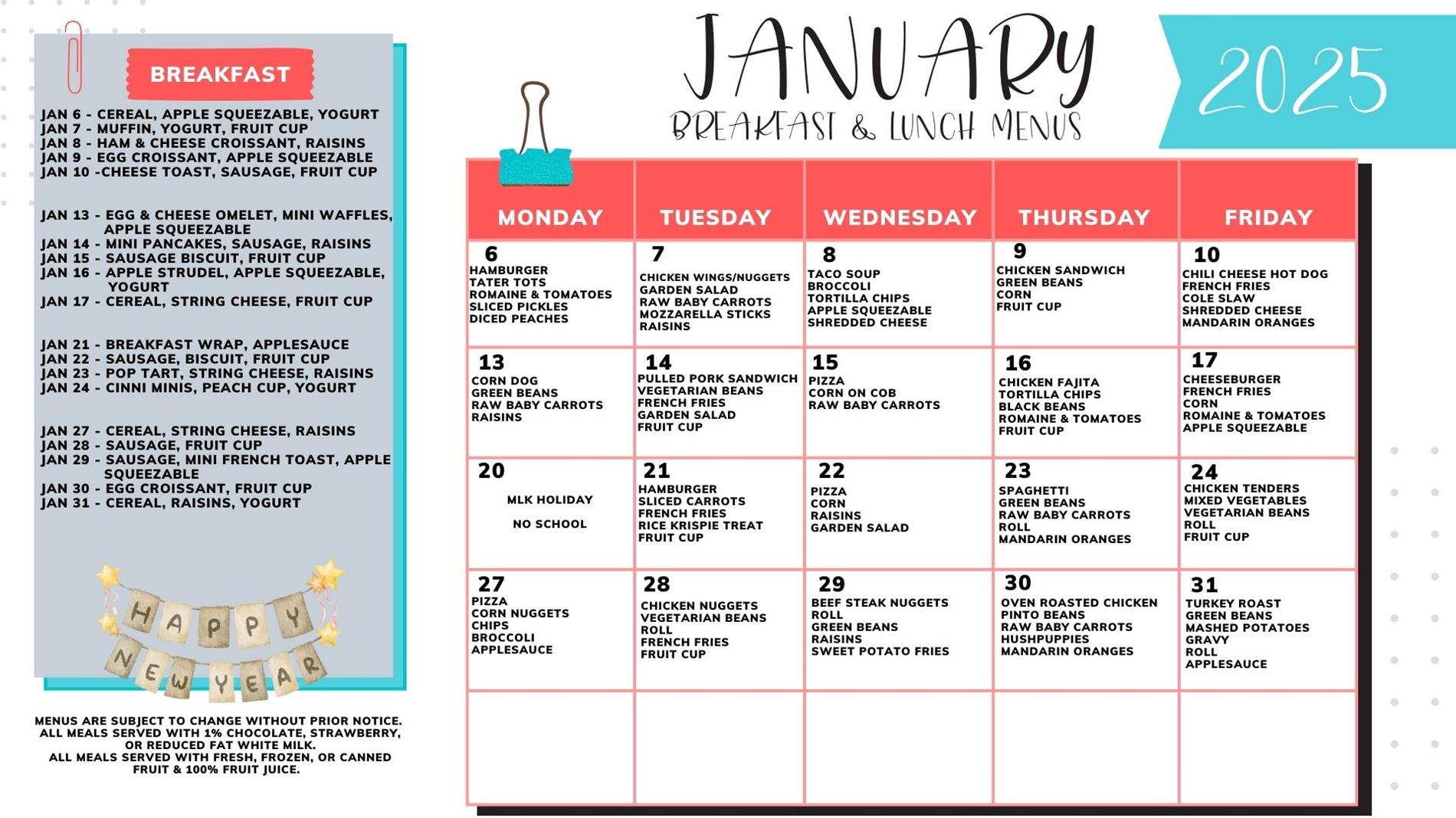 january menu