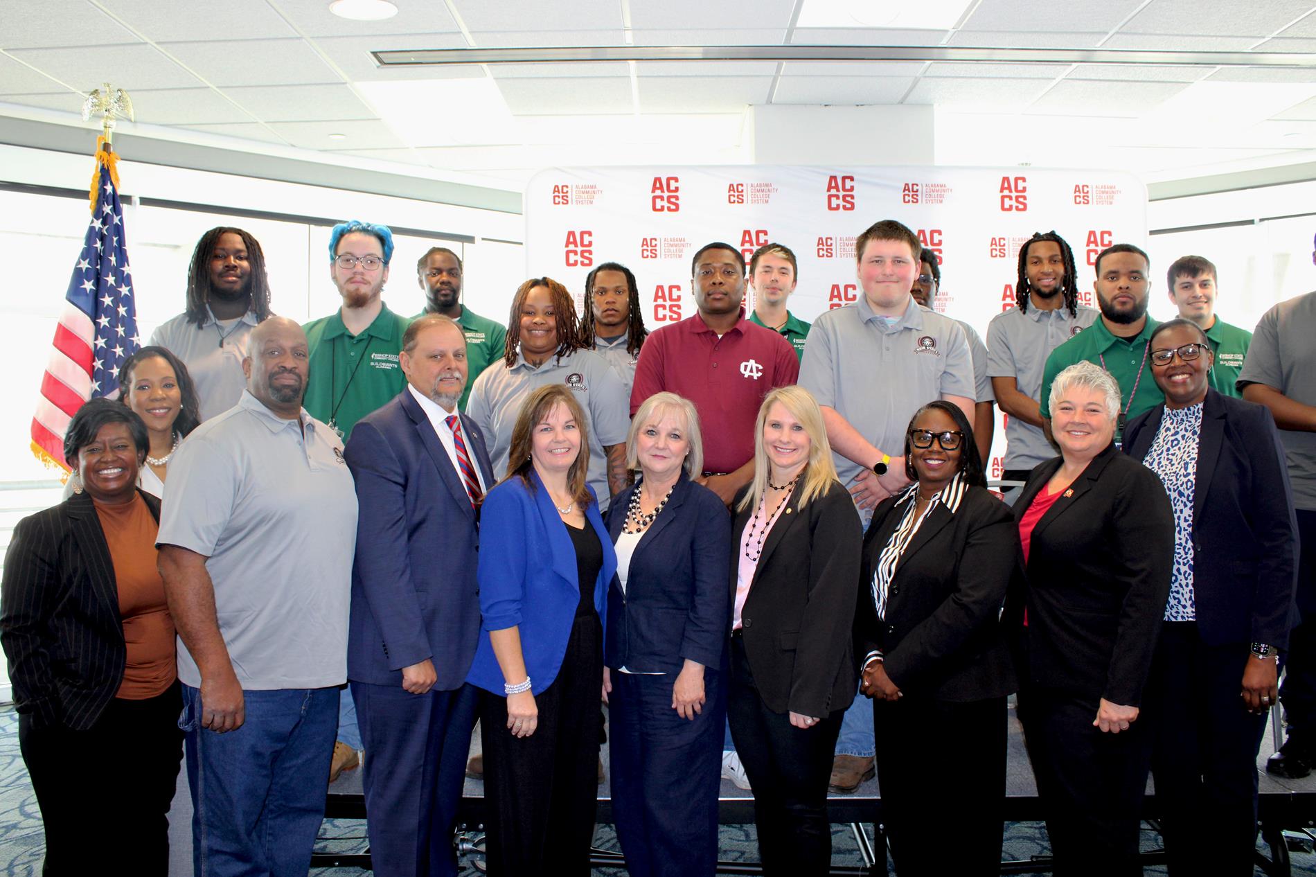Reid State employees stand in front of students for the Maritime Industrial Base Press Conference