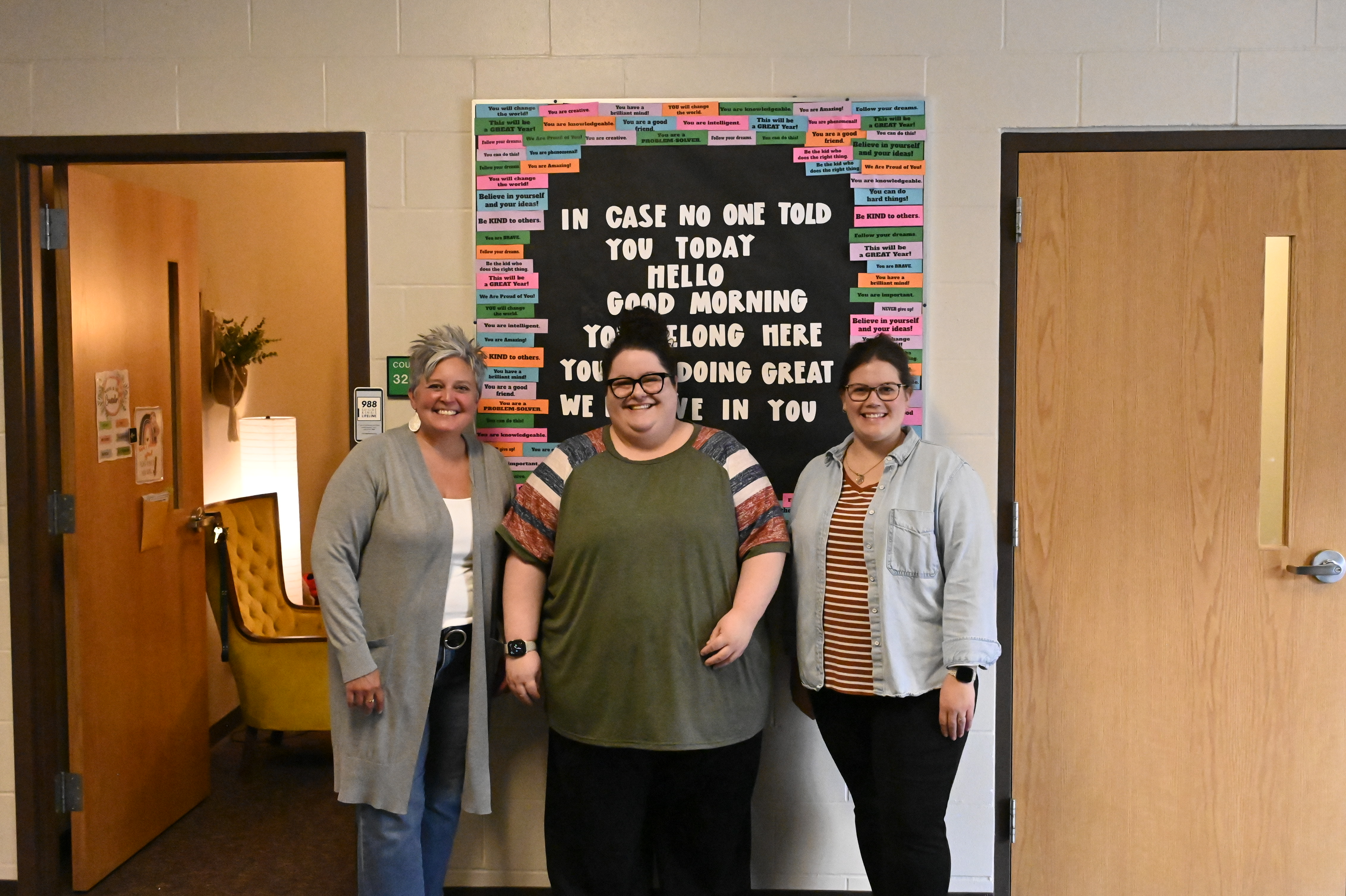 school counselors and students in building 