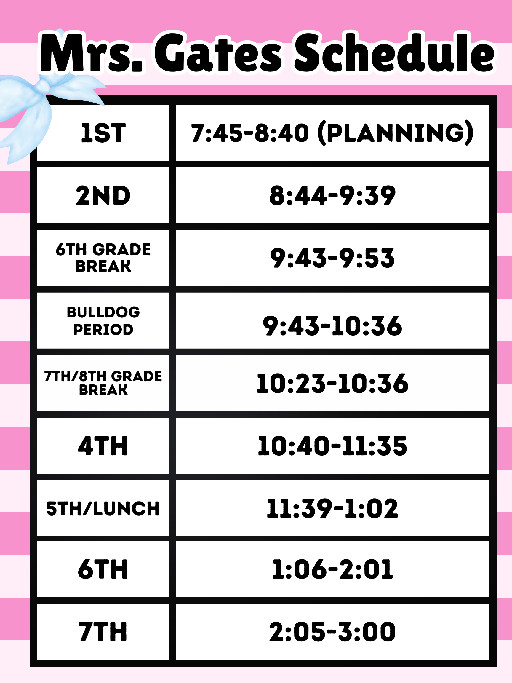 Mrs. Gates' Schedule