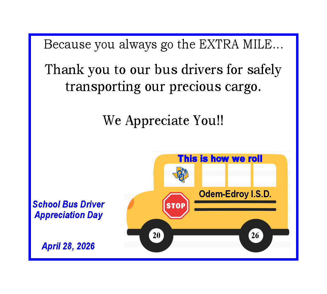 Bus Driver Appreciation Message April 28, 2026