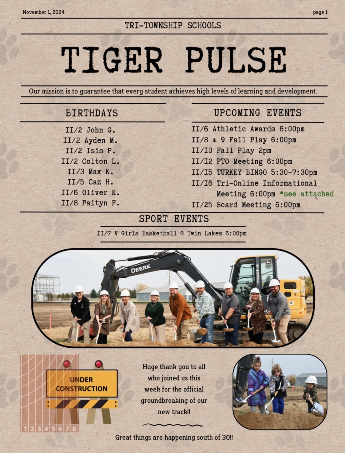 Tiger Pulse Front Page 11/1/24