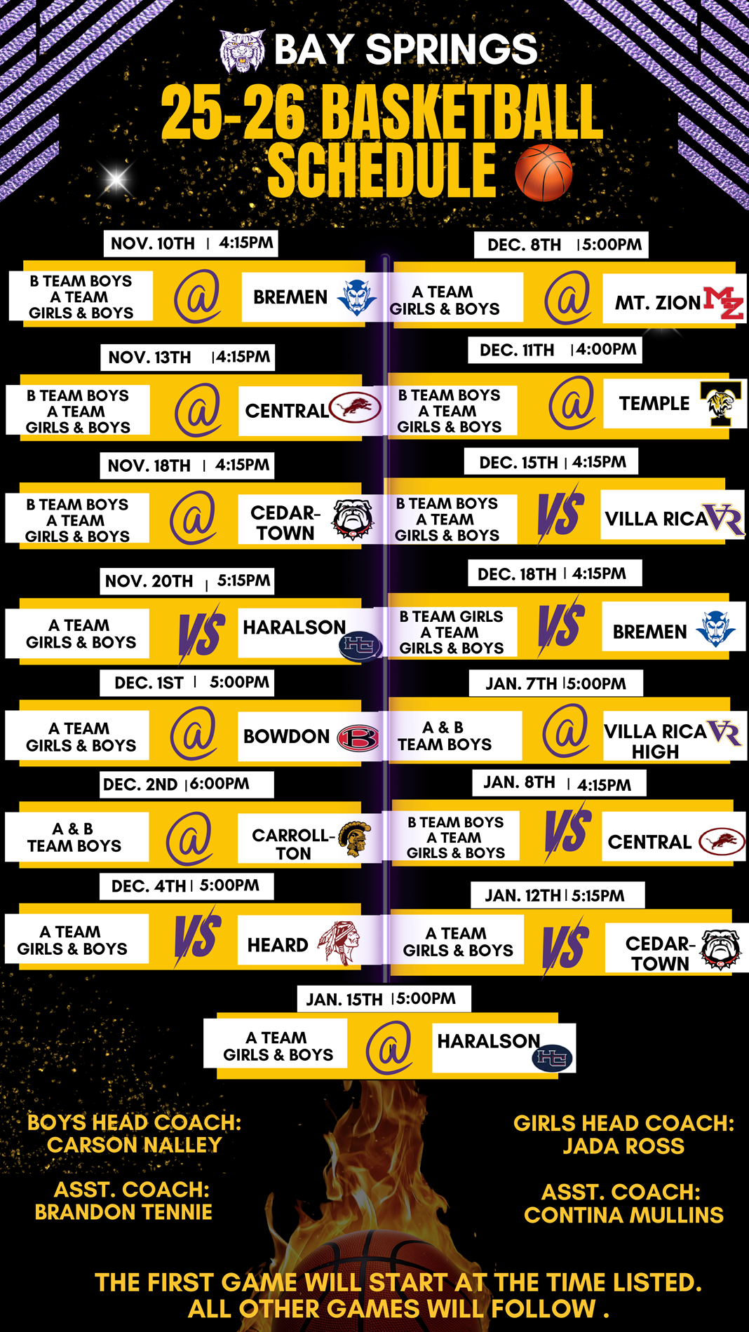 2025 Basketball schedule