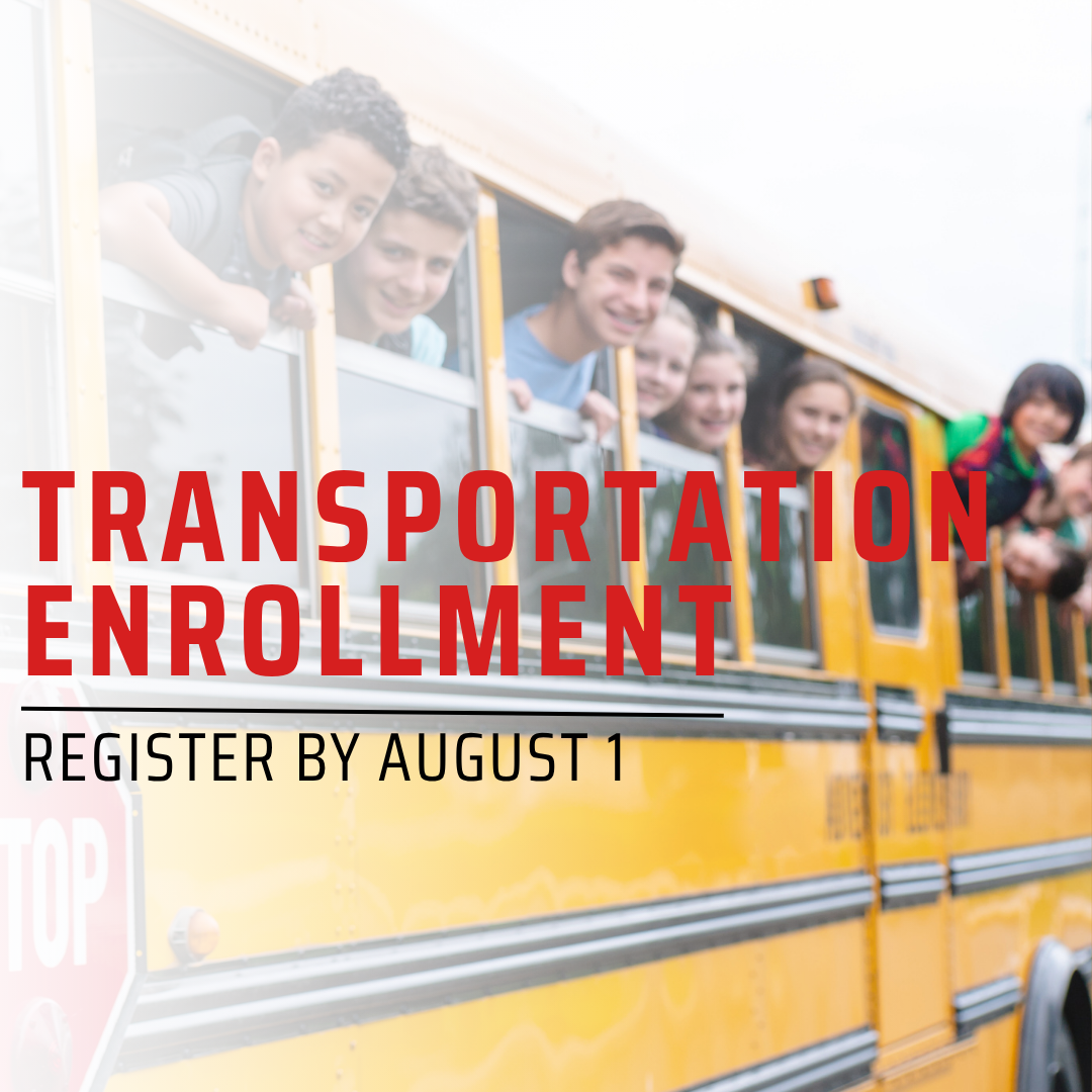 Transportation Enrollment Graphic Depicting Students Riding School Bus Hanging Out of Window