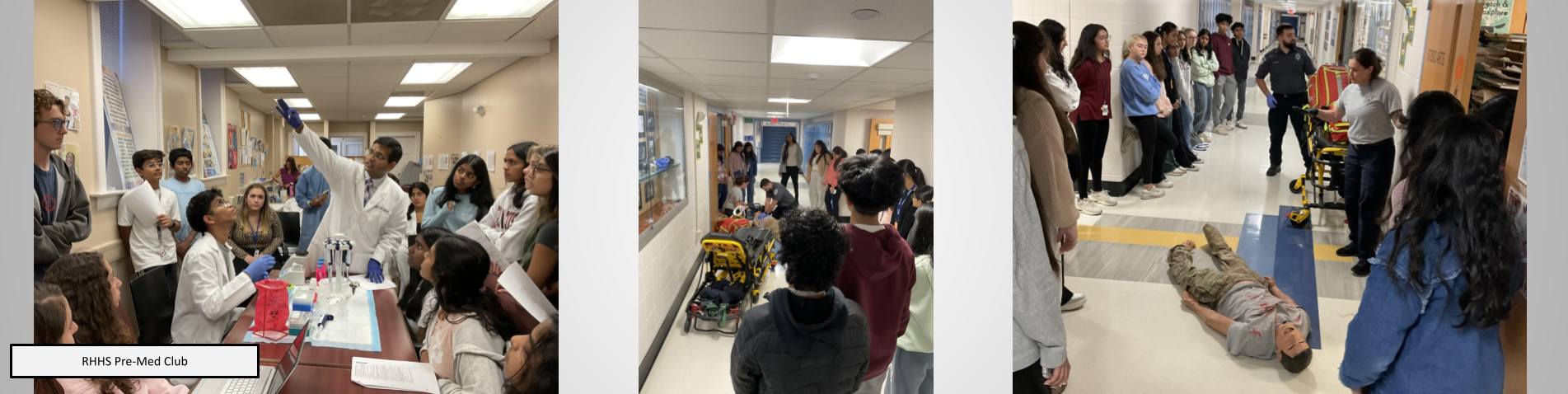 Pre-Med club students during simulation experiences 