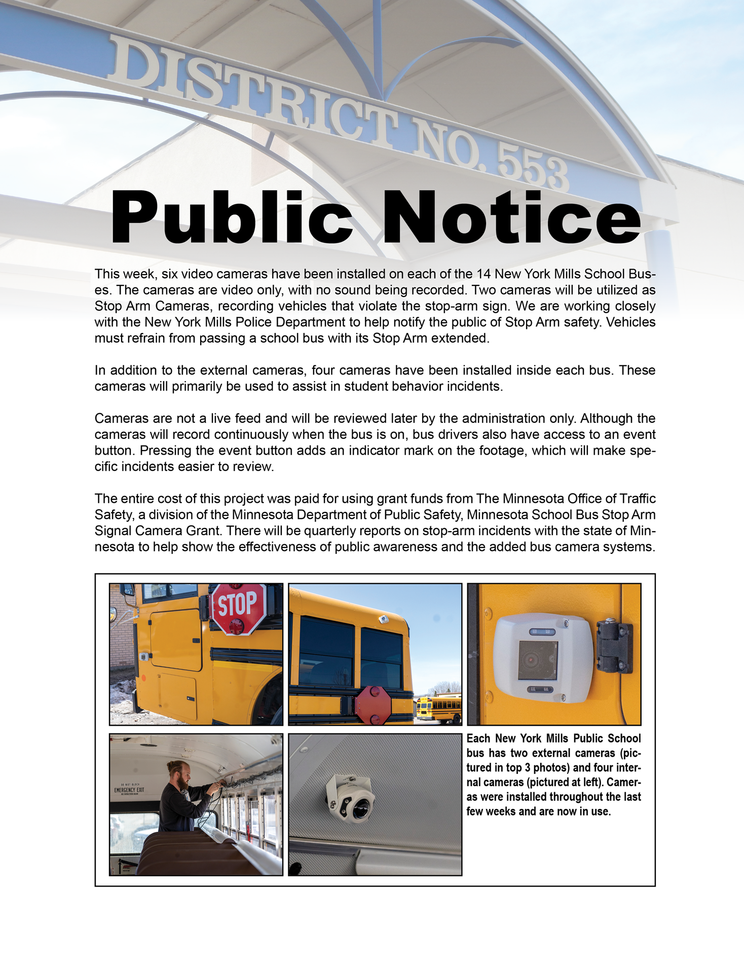 Bus Camera Public Notice