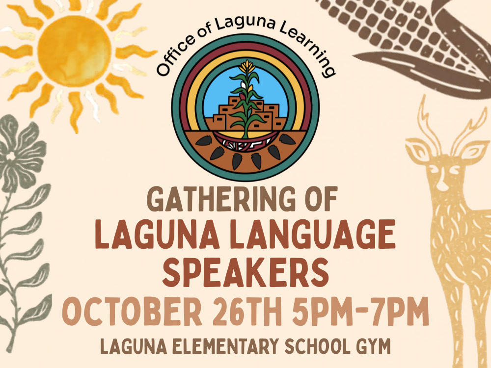 Gathering of Laguna Language Speakers - October 26th at LES 5-7pm