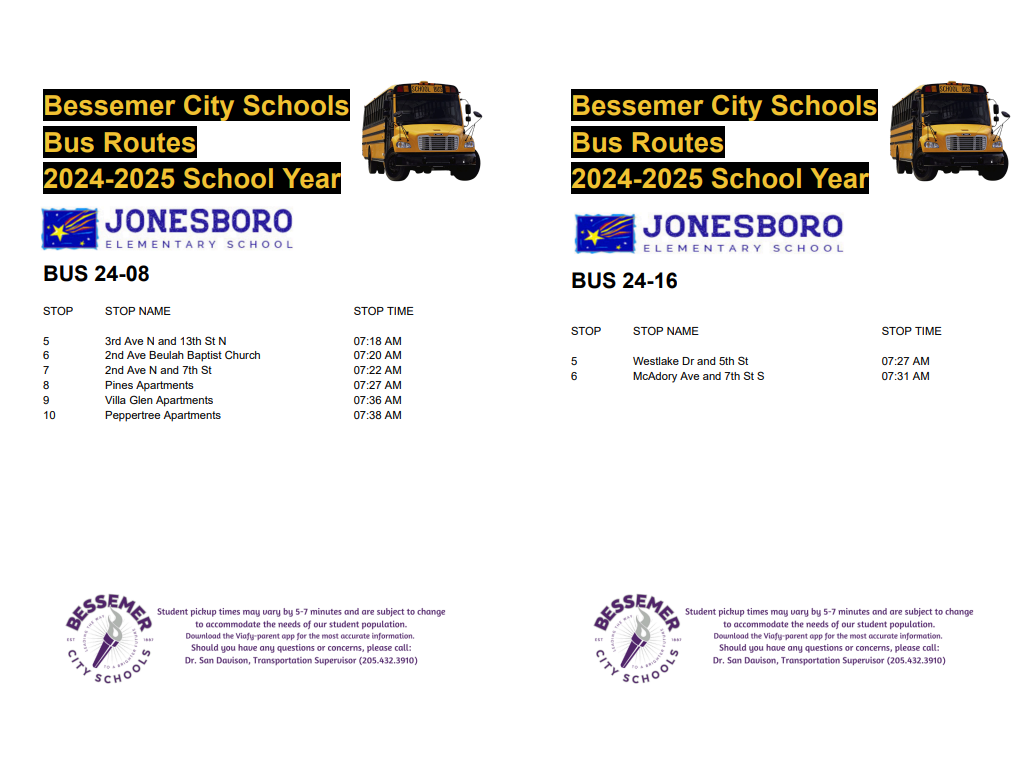 JES School Bus route