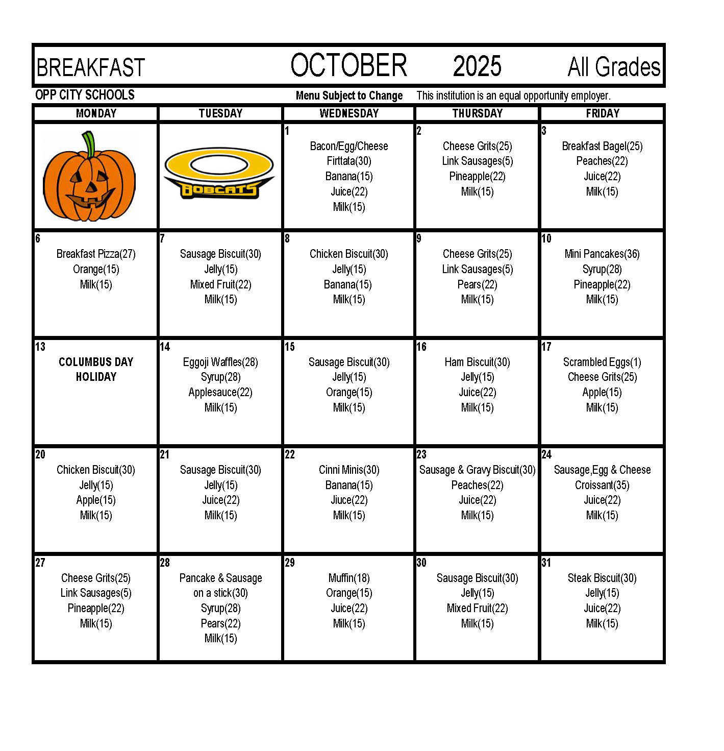 Breakfast October 2025
