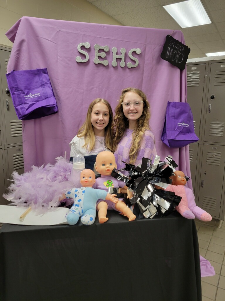 Madison and Makayla P. preemies in support of Prematurity Awareness Purple Out