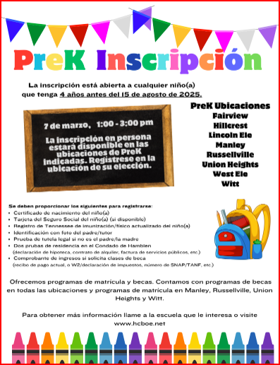 Pre-K Registration 25-26 Spanish