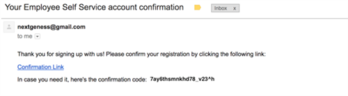 ESS email verification screenshot