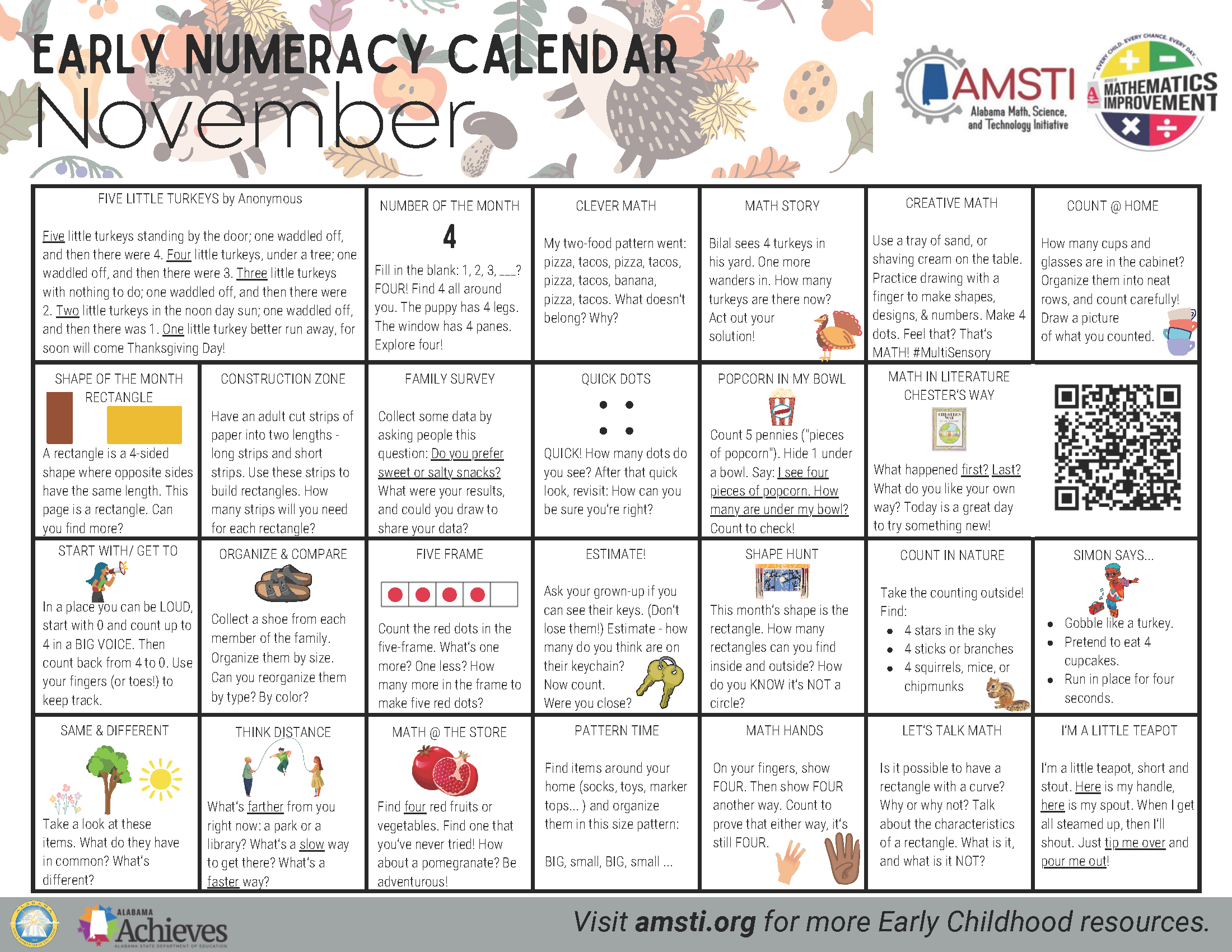 November Numeracy Calendar
