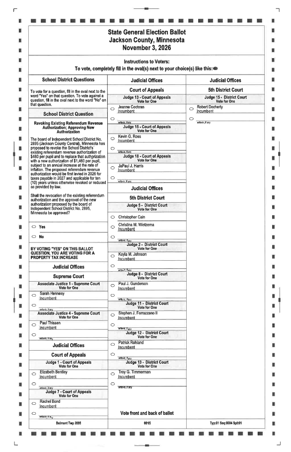 page 2 of sample ballot for November 3, 2026 election