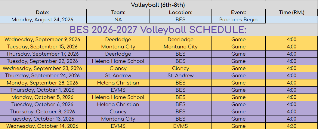 Sports Schedule
