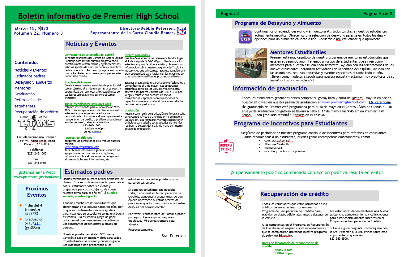 Newsletter Spanish
