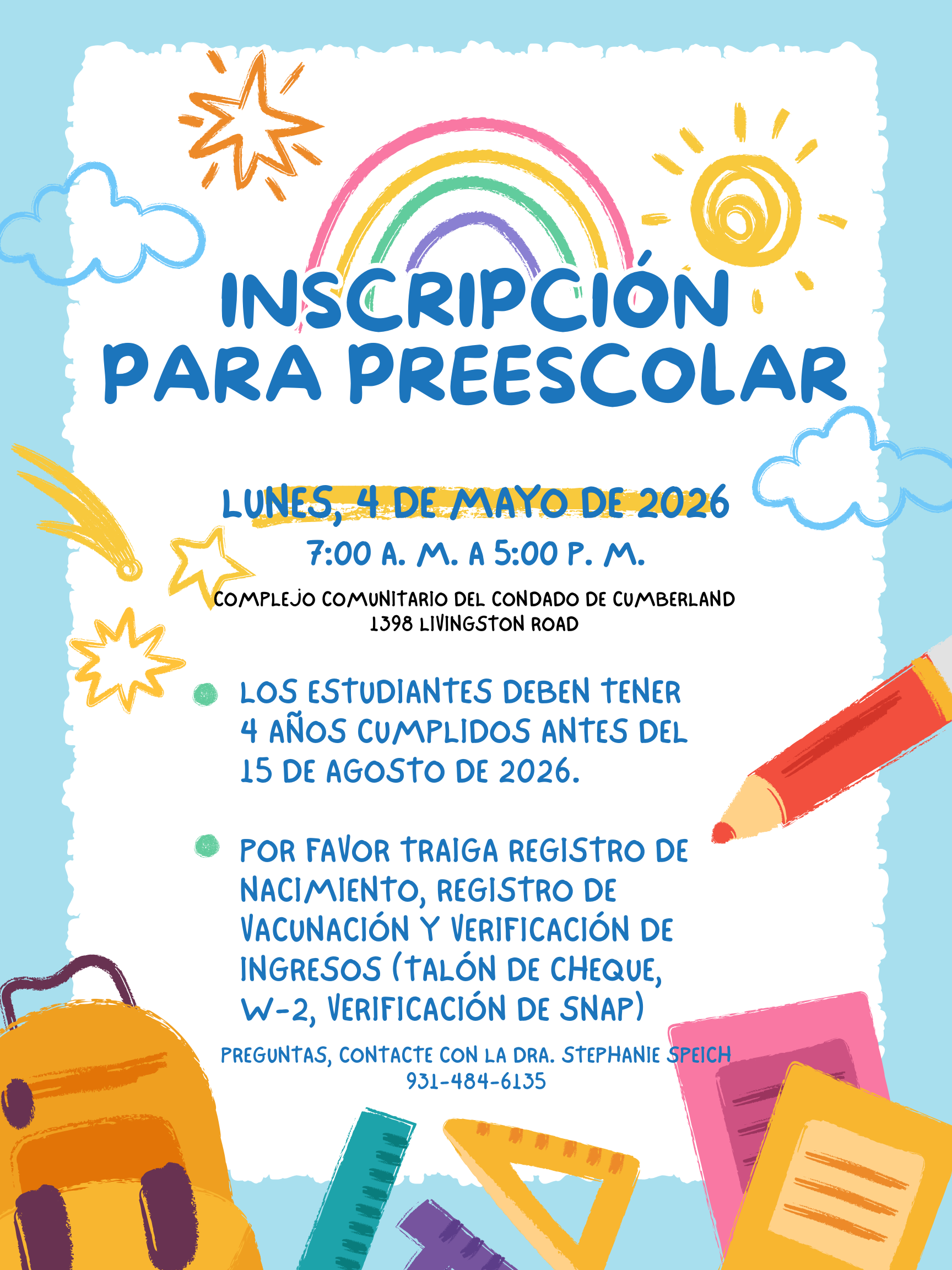 2026-2027 Pre Kindergarten Registration Flyer - Spanish