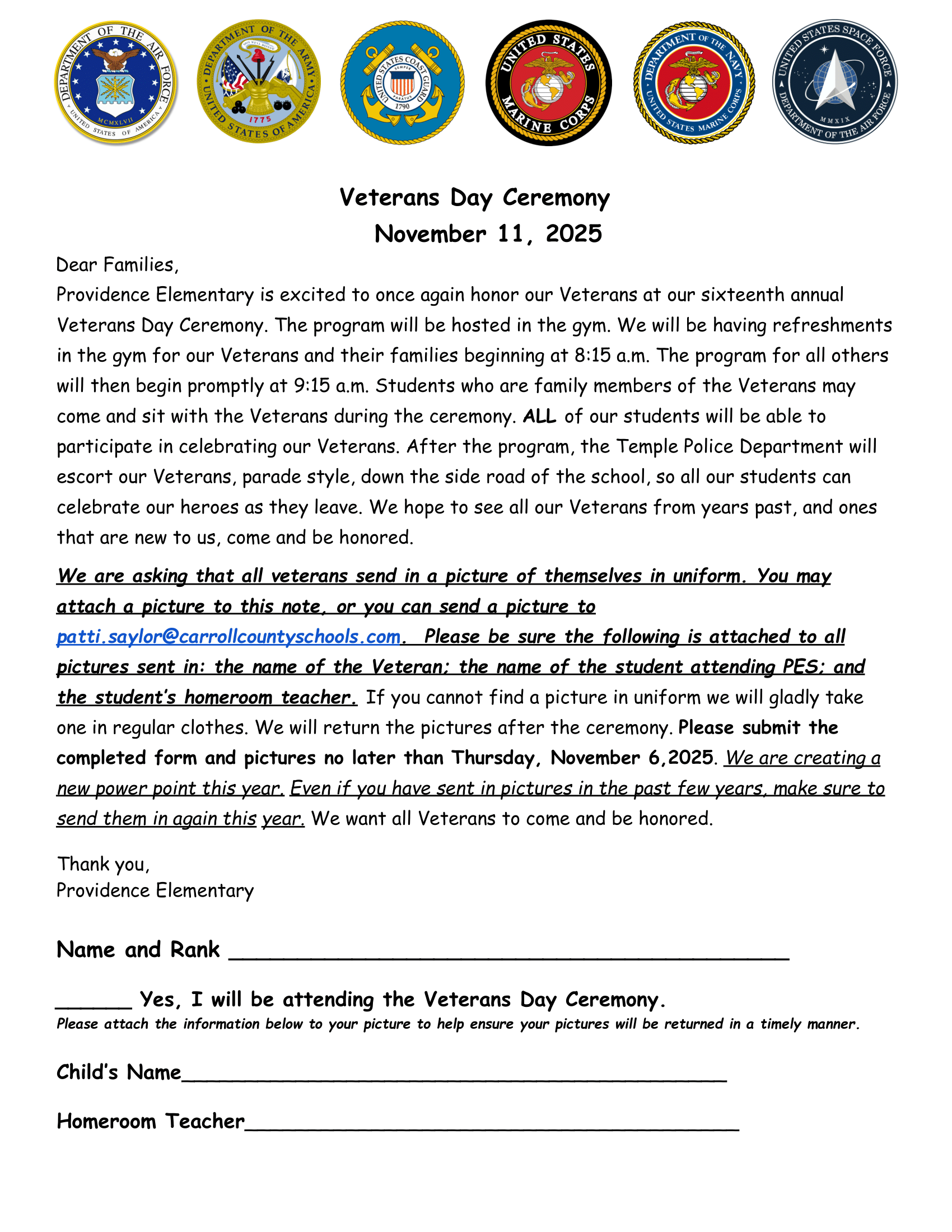 Veterans Day Letter Veterans Day Letter