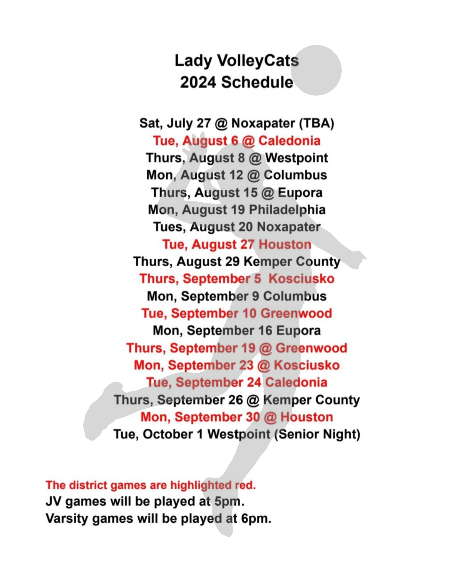 Volleyball Schedule