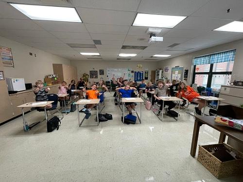 Students in Mrs. Ariens' class making waves with licorice lace.