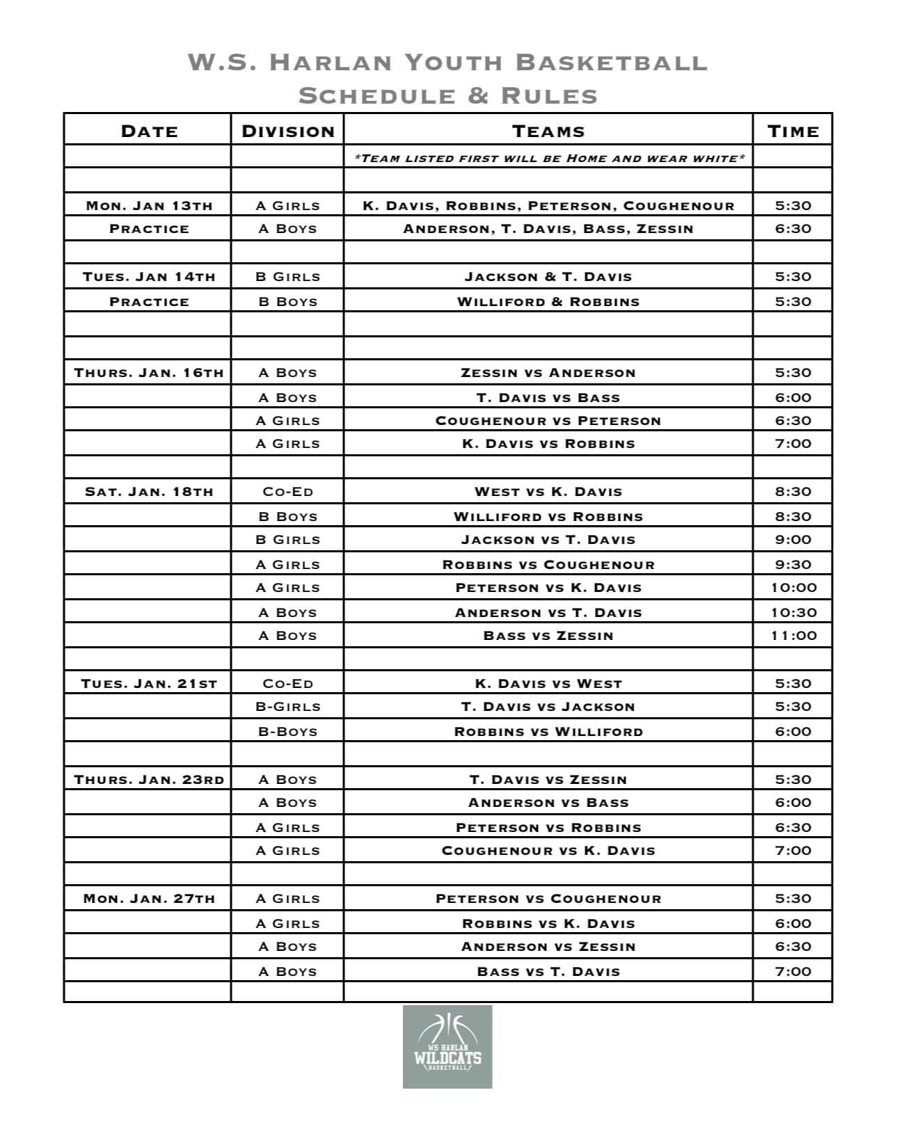 Basketball Schedule