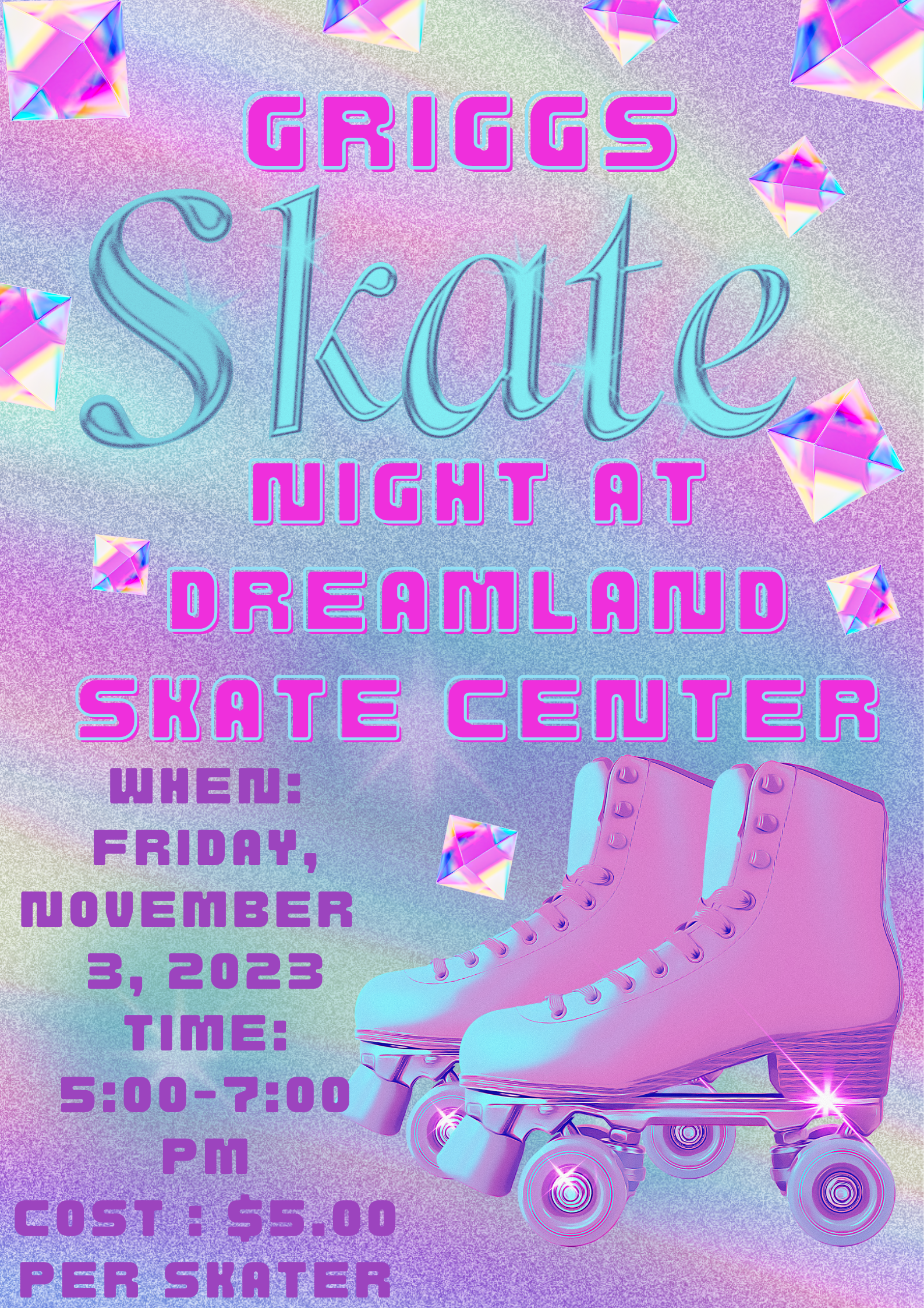 Skate Night flyer in English