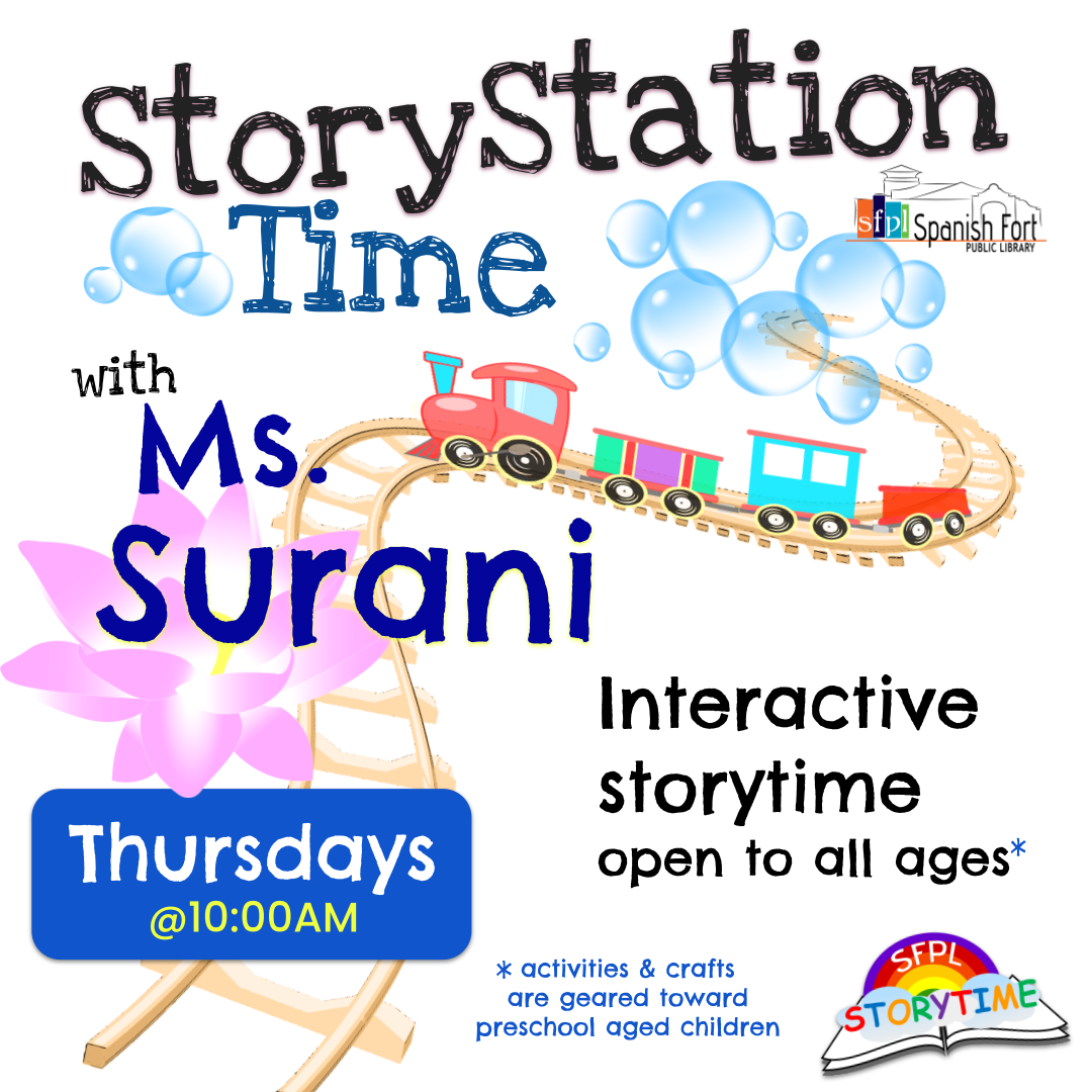 Storytime Station Interactive Storyitme at SFPL for all ages on Thursdays at 10:00 am. Activities and crafts geared for pre-schooled aged children