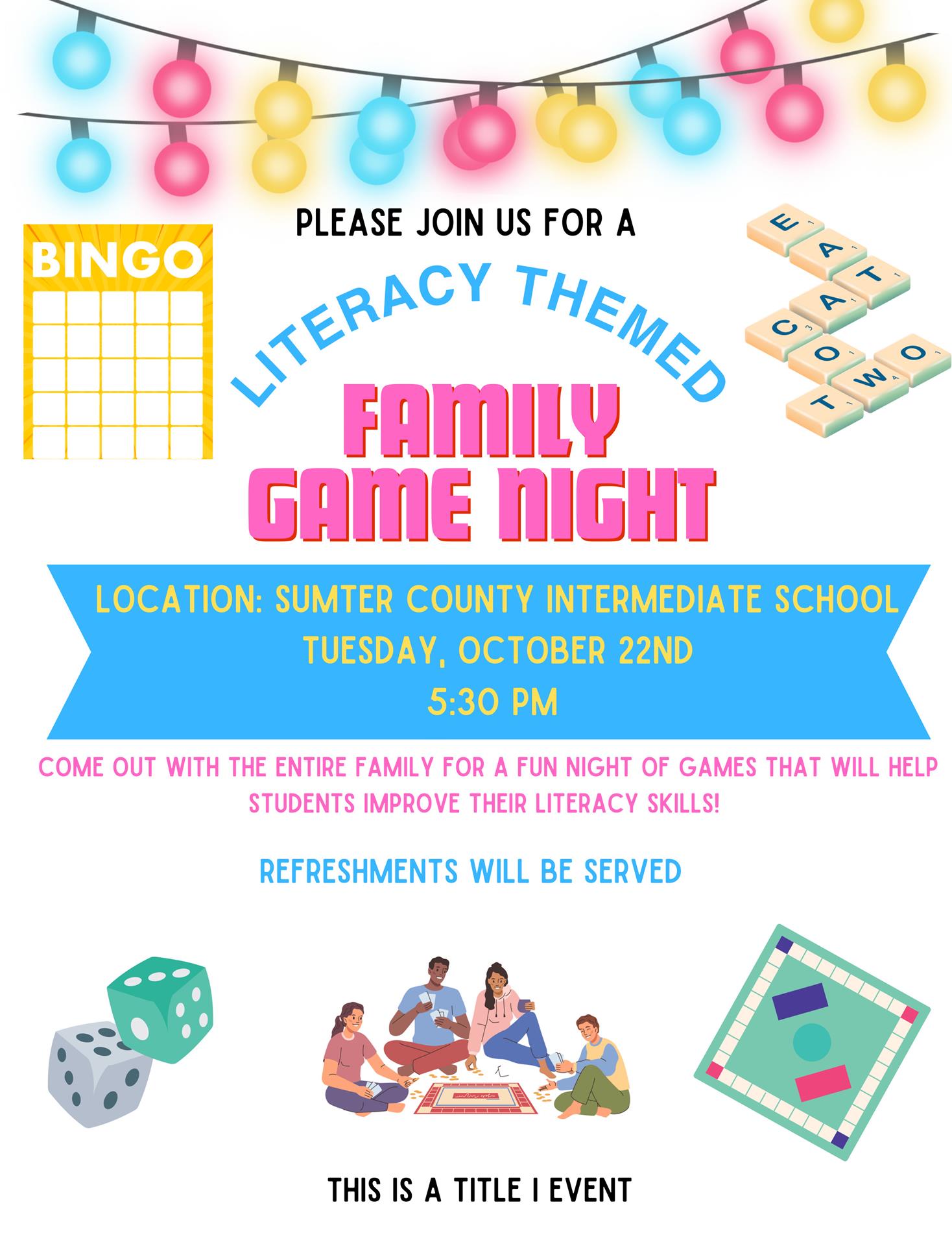 Literacy Night Oct. 22 at 5:30