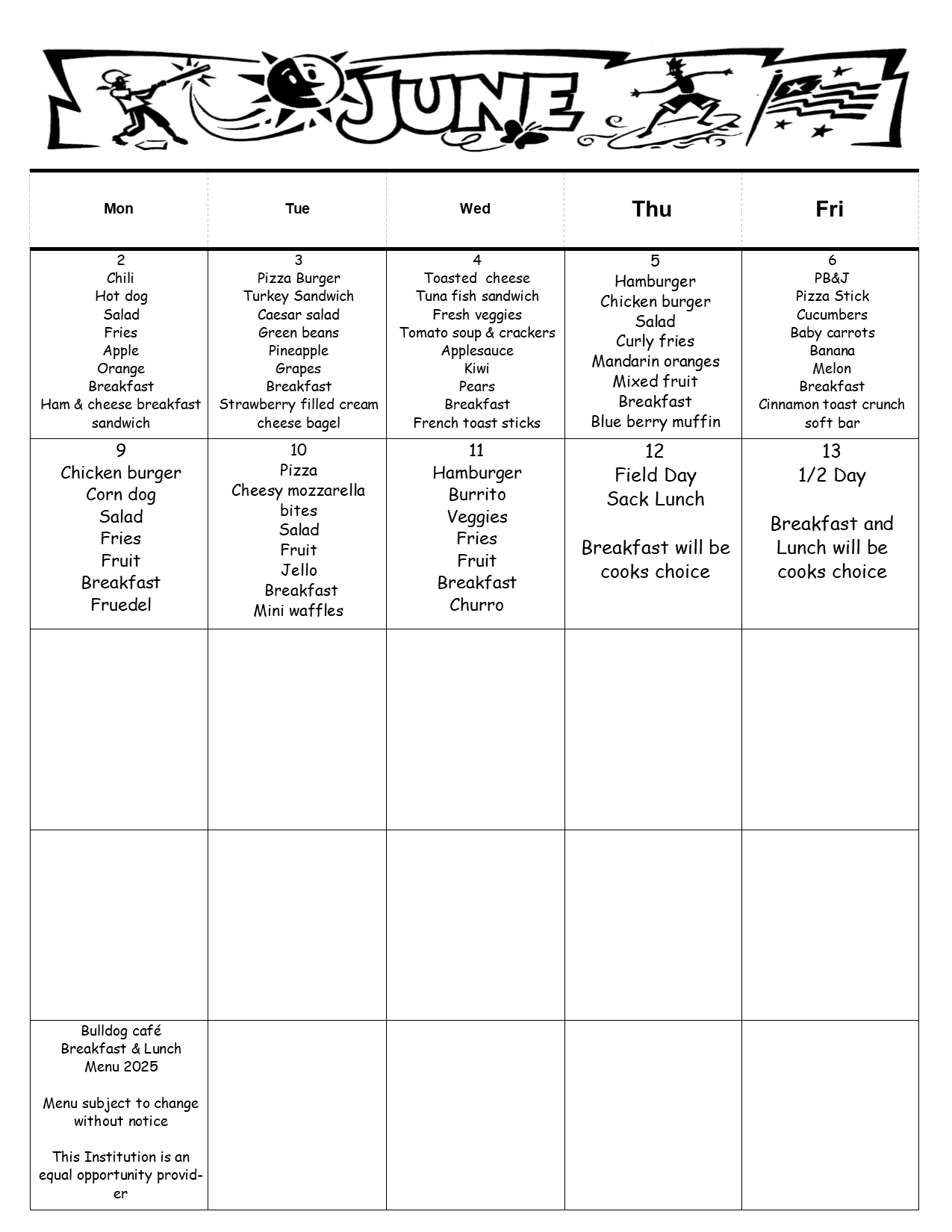 Lunch Menu
