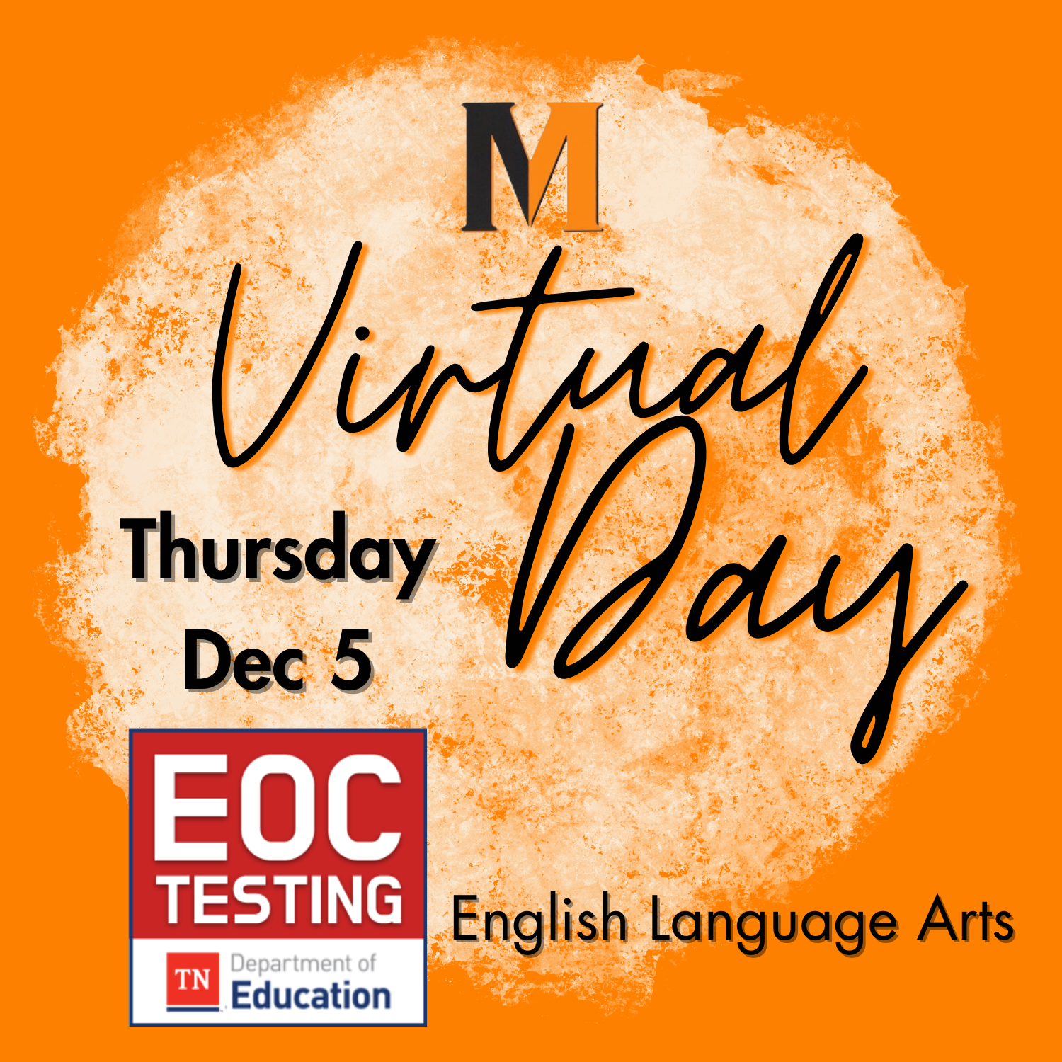 orange and white background virtual day december 5 in black text