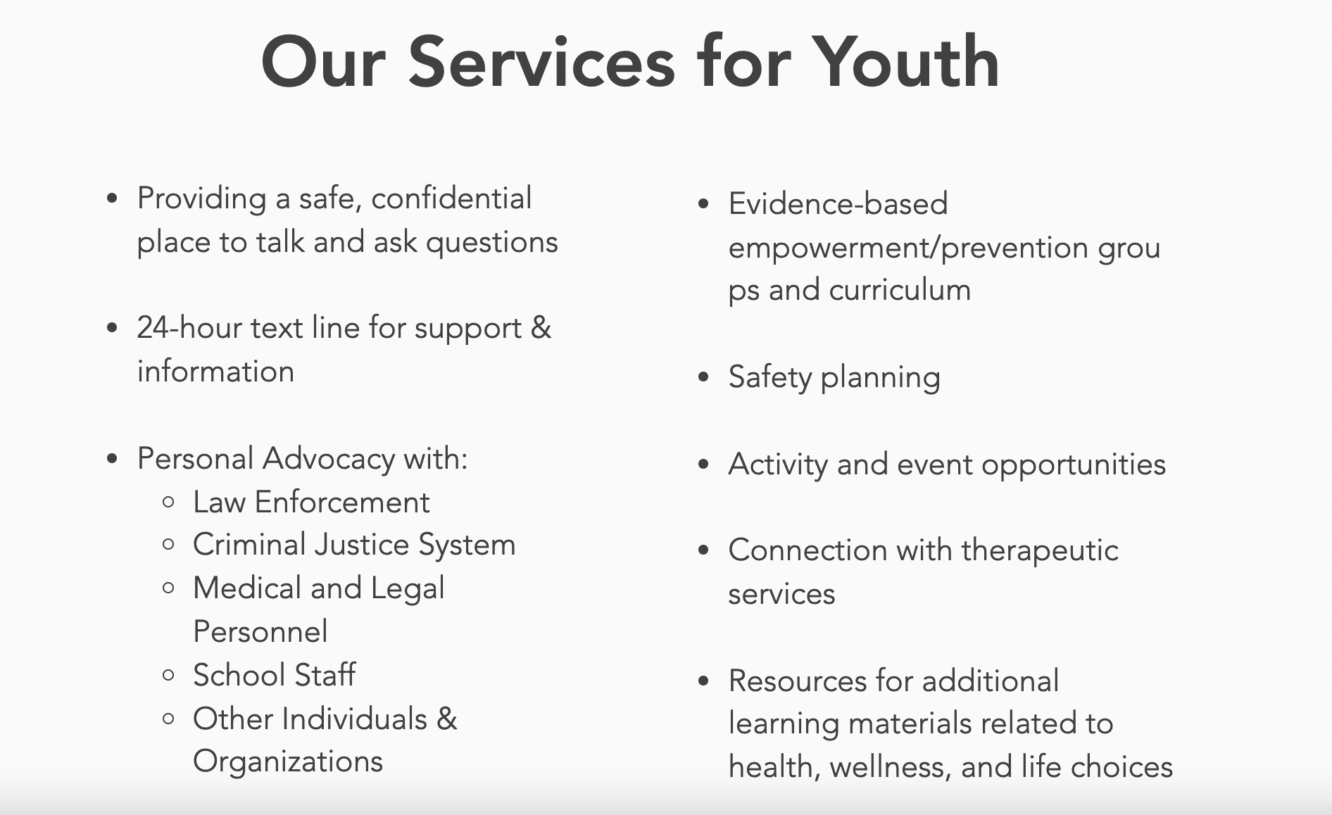 services for youth