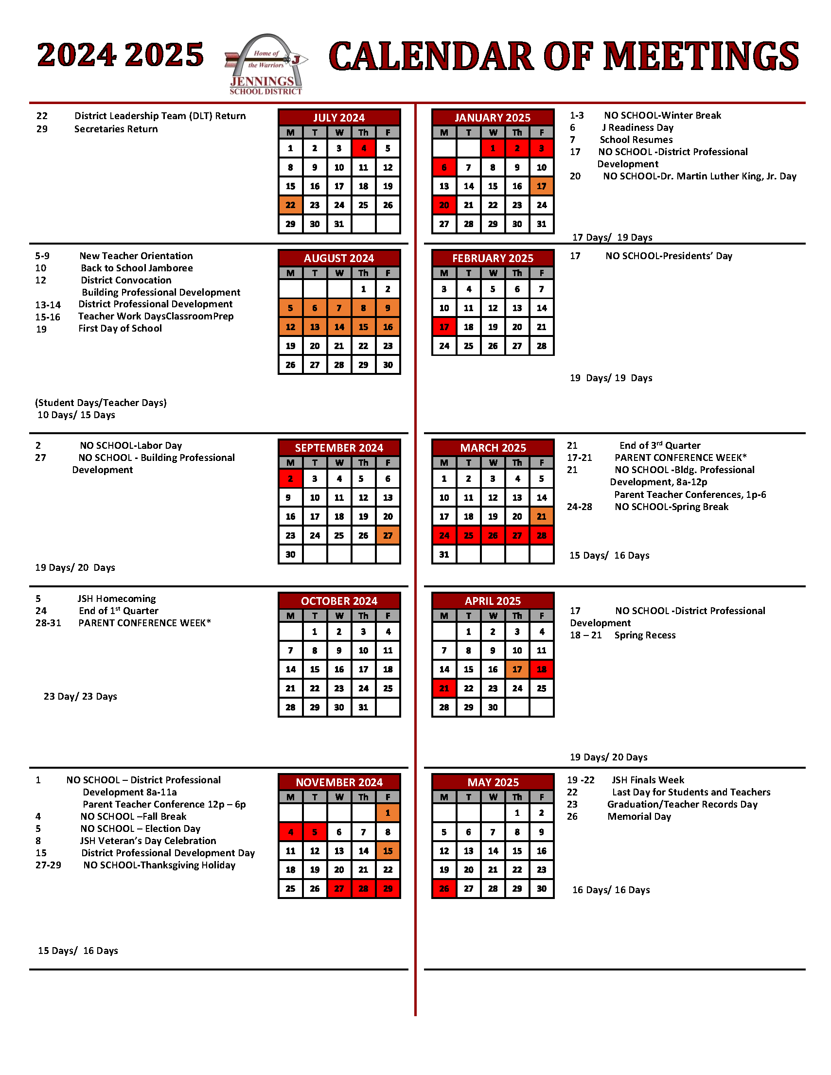 District School Calendar  