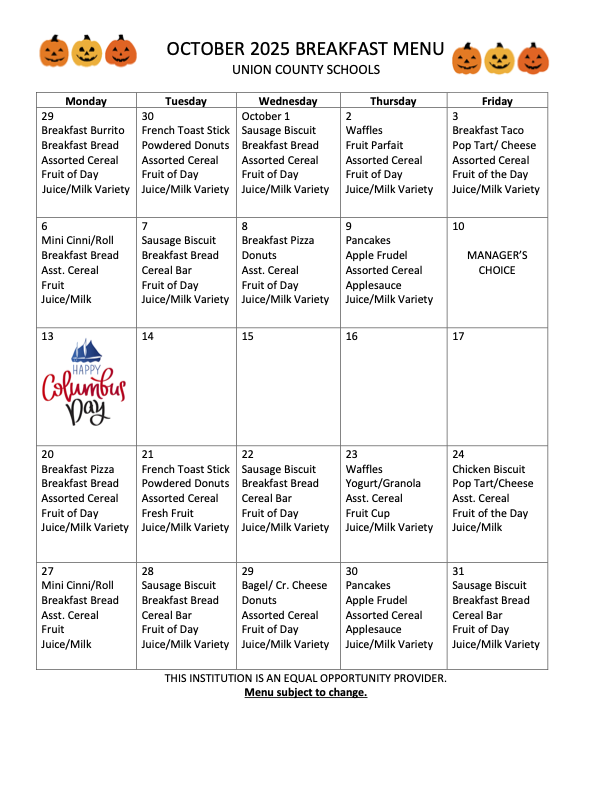 Breakfast Menu