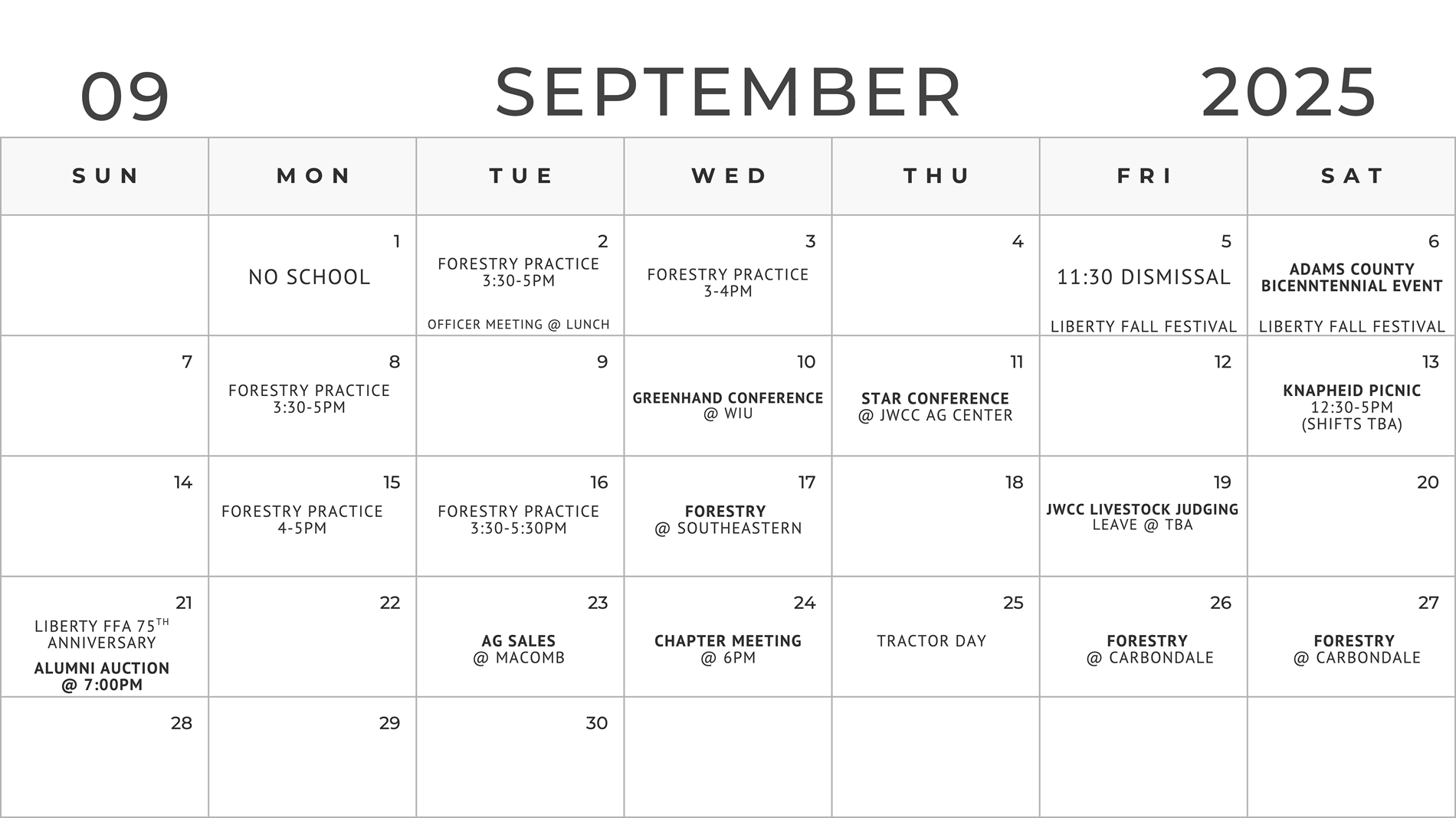 FFA Calendar