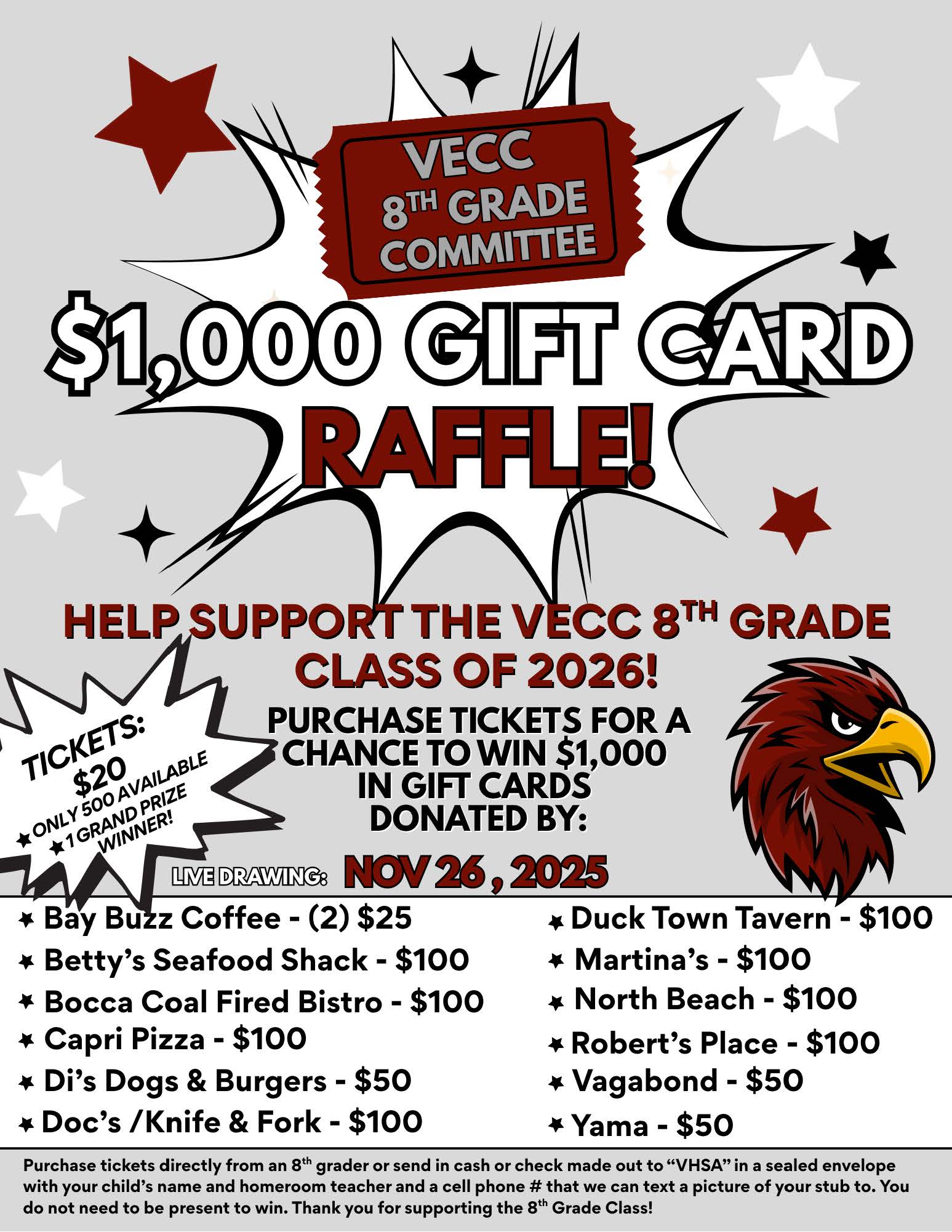 8th Gr Gift Card Raffle