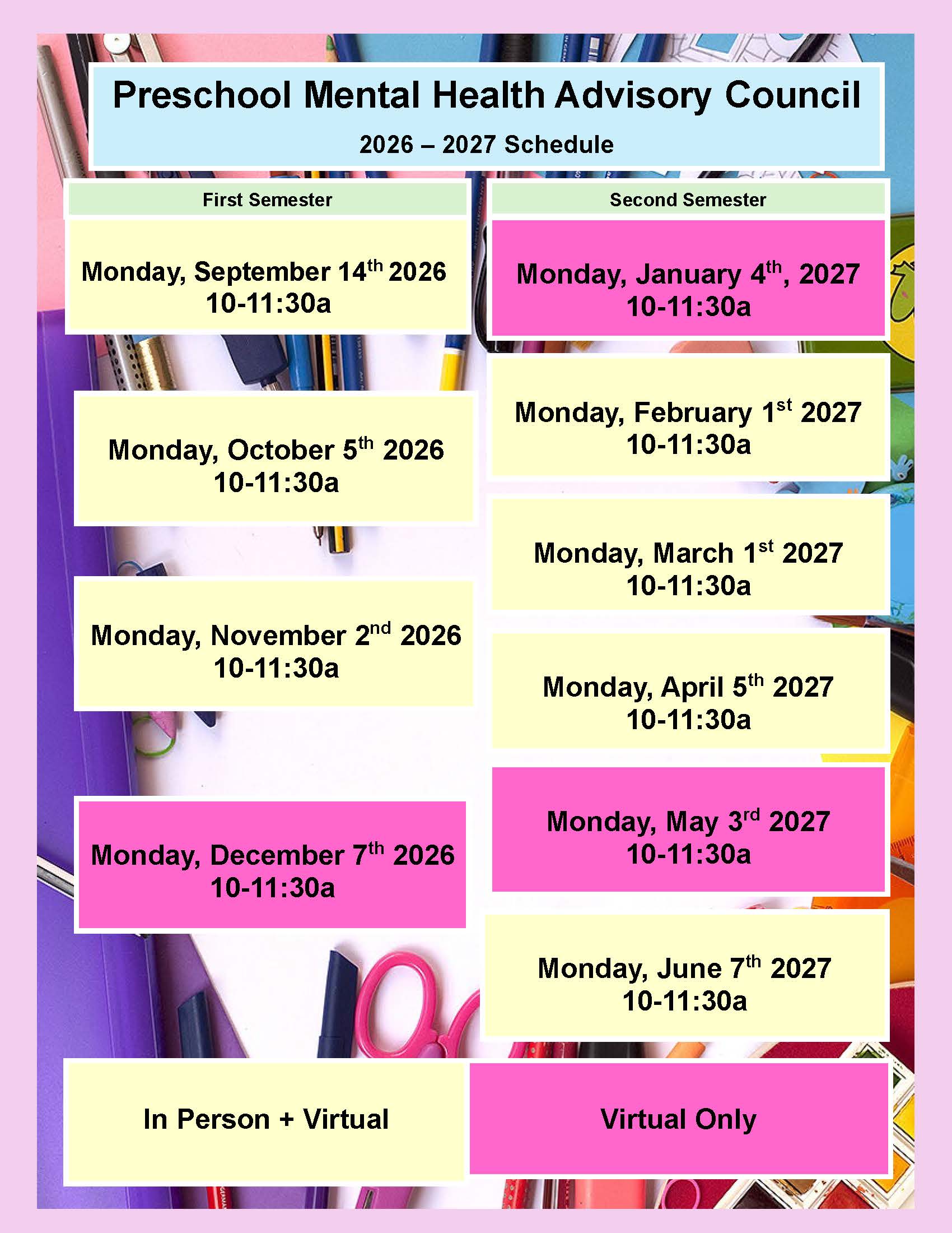 Link to PMHAC Meeting Schedule 2026-2027