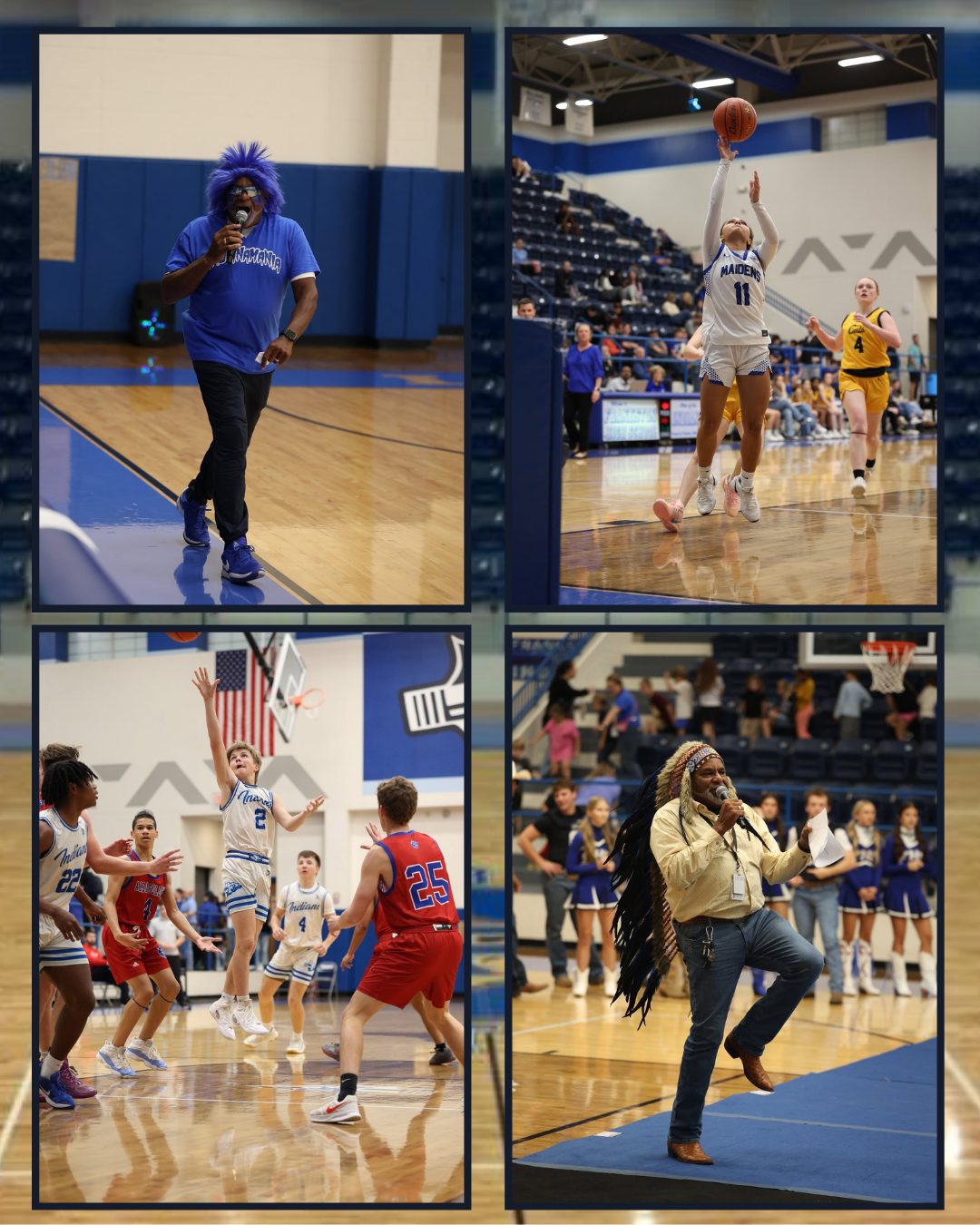 A collage of activities that take place in the Robert Loper Colosseum