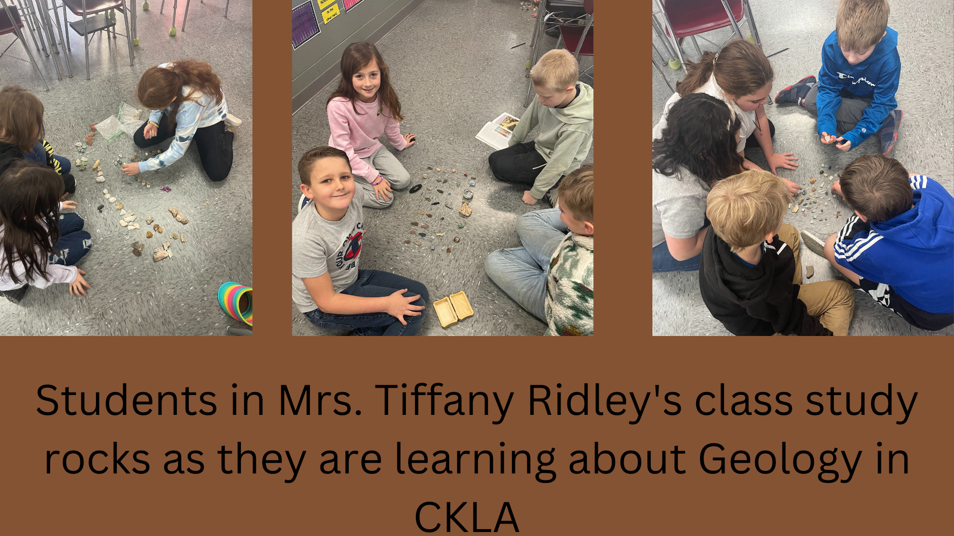 Mrs. Ridley's class studying rocks for Geology unit in CKLA 