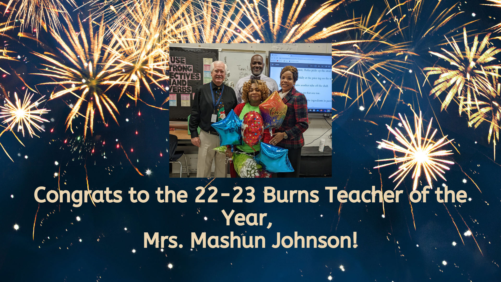 Congrats to the 22-23 Teacher of the Year for Burns Middle